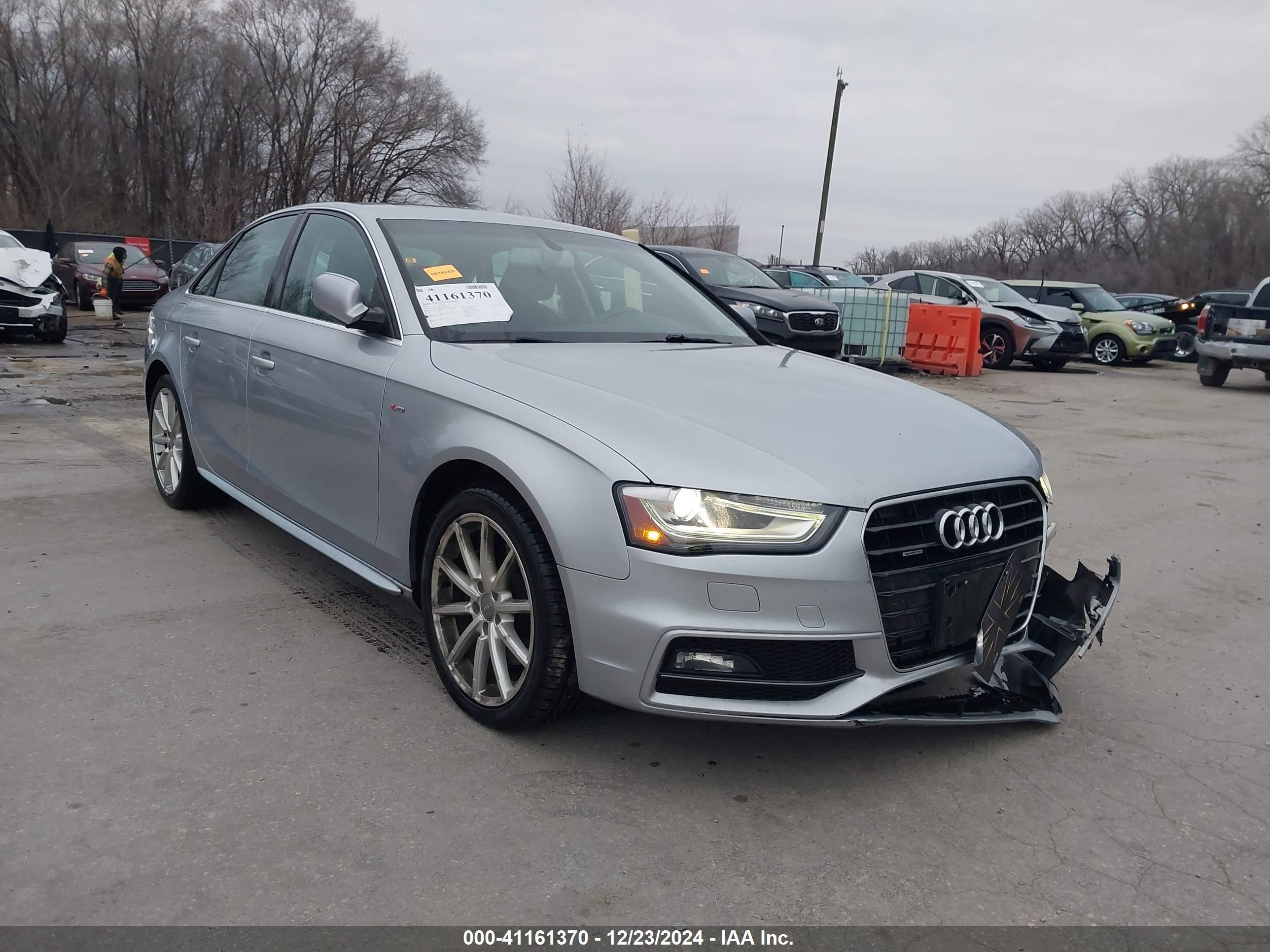 2015 Audi A4 VIN WAUBFAFL8FN034663 IAAI salvage auction — Front End, Salvage (Kansas), sold $2,400 on 2026-01-21 (photo 1)