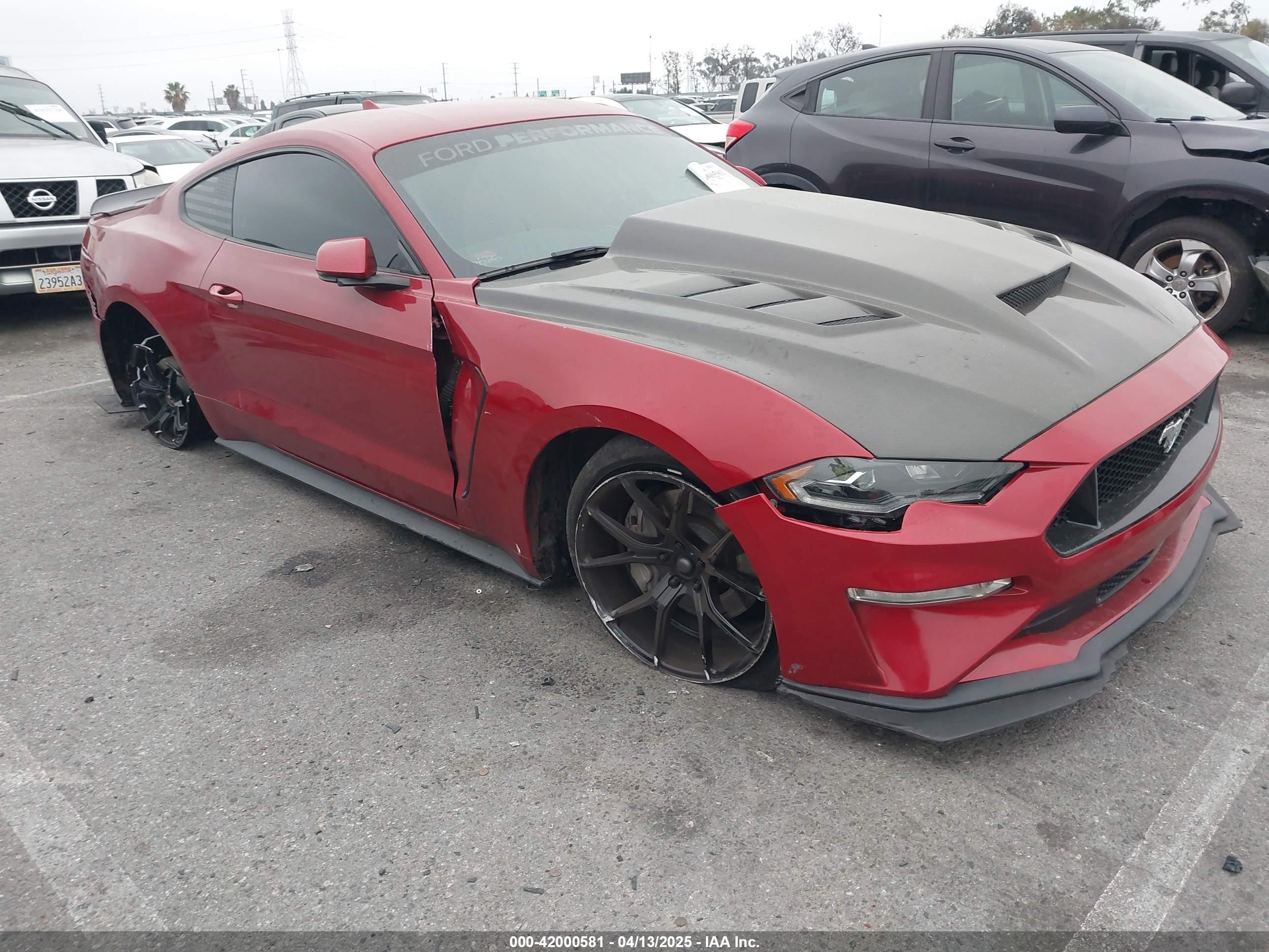 2020 Ford Mustang VIN 1FA6P8CF2L5183581 IAAI salvage auction — Side, Salvage Certificate (California), sold $12,300 on 2025-08-07 (photo 1)