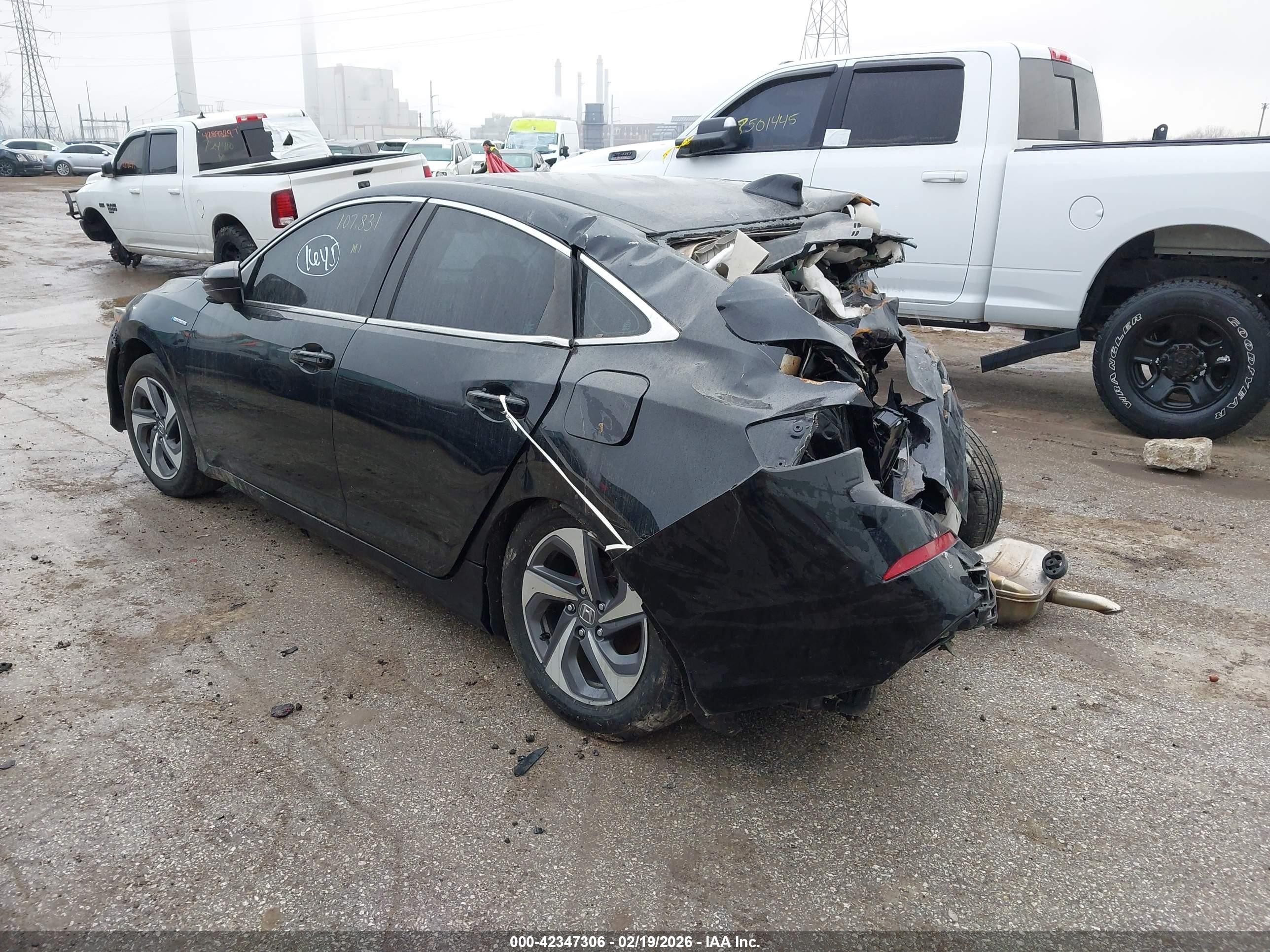 2019 Honda Insight VIN 19XZE4F10KE003376 IAAI salvage auction — Rear End, Salvage (Indiana), sold $825 on 2026-07-10 (photo 3)