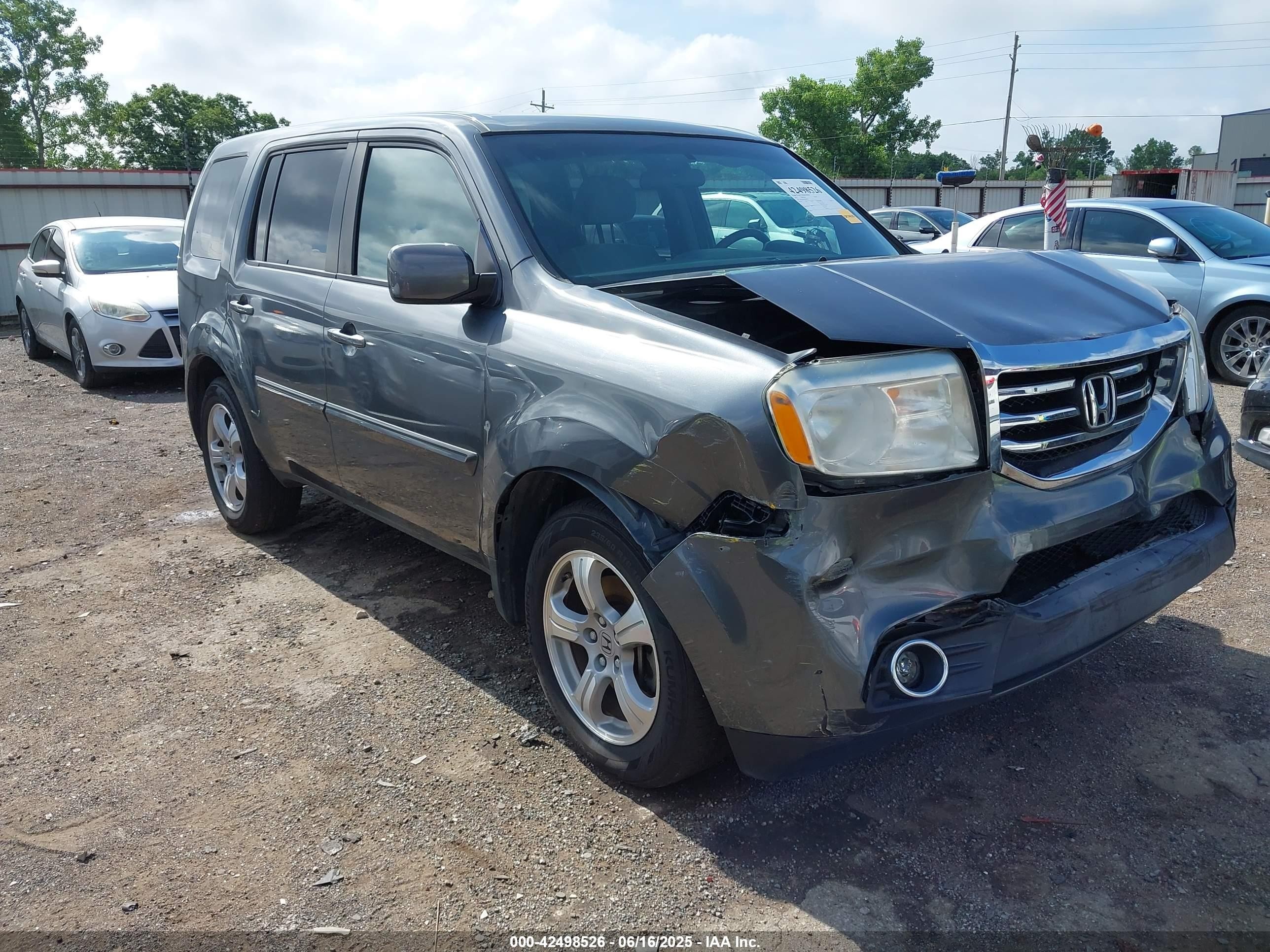 2012 Honda Pilot VIN 5FNYF4H49CB004392 IAAI salvage auction — Front End, Clear (Oklahoma), sold $1,525 on 2025-10-21 (photo 1)