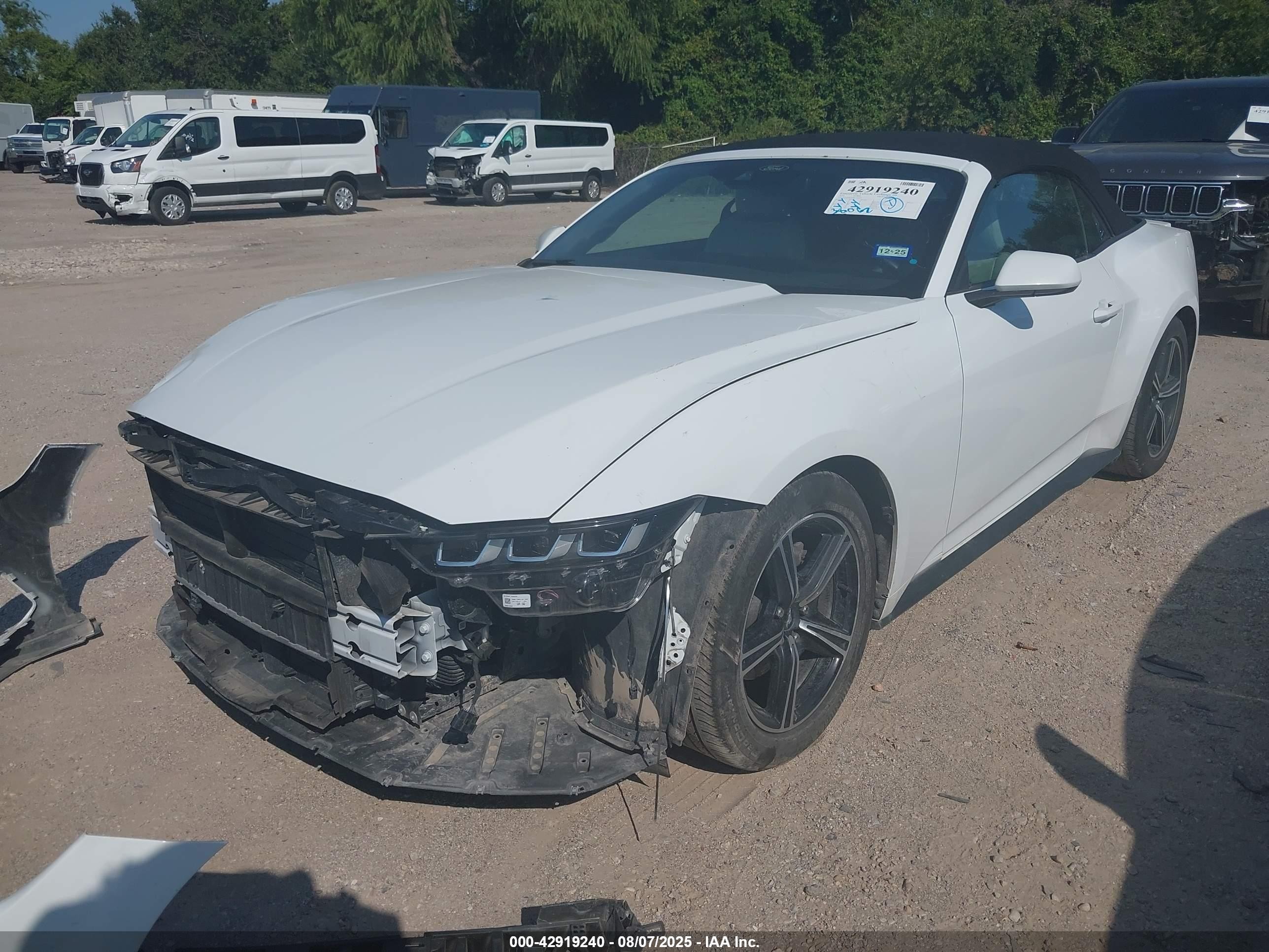 2024 Ford Mustang VIN 1FAGP8UH4R5120401 IAAI salvage auction — Front End, Clear (Texas), sold $22,200 on 2025-08-11 (photo 2)