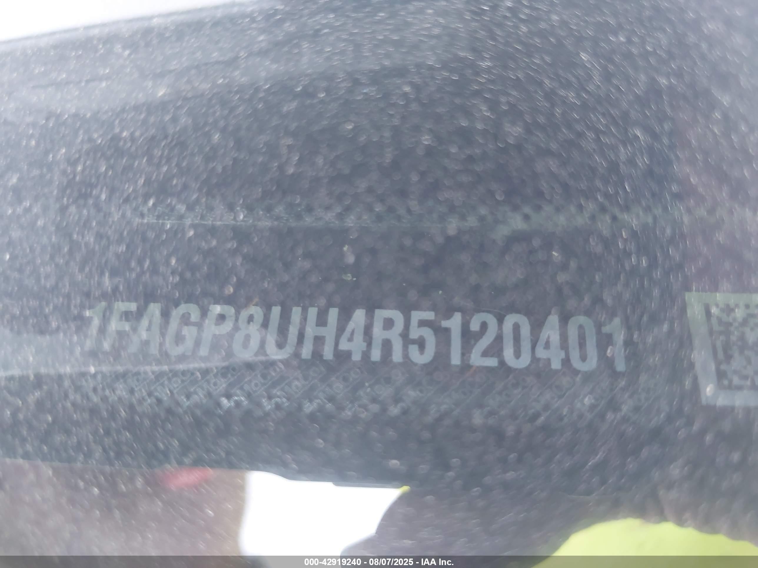 2024 Ford Mustang VIN 1FAGP8UH4R5120401 IAAI salvage auction — Front End, Clear (Texas), sold $22,200 on 2025-08-11 (photo 9)