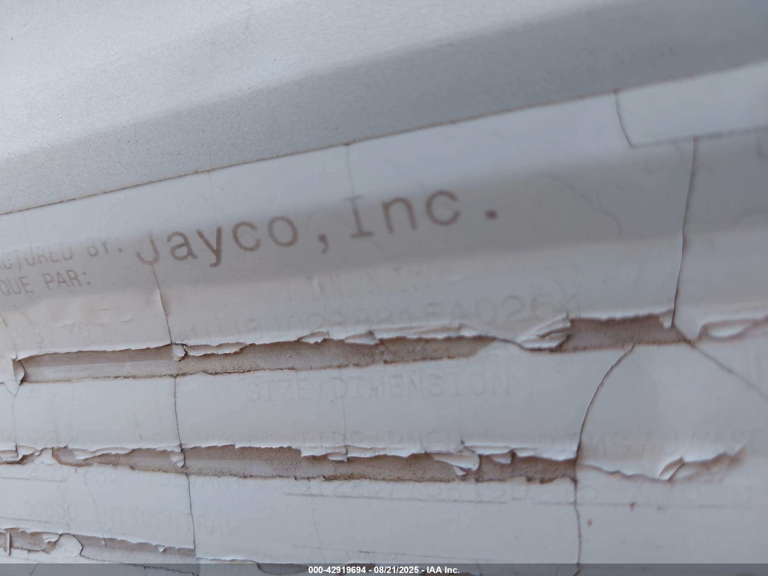 2008 Jayco Jay flight VIN 1UJBJ02R881EA0264 IAAI salvage auction — Hail, Non-Repairable (Kansas), sold $1,400 on 2026-08-28 (photo 9)