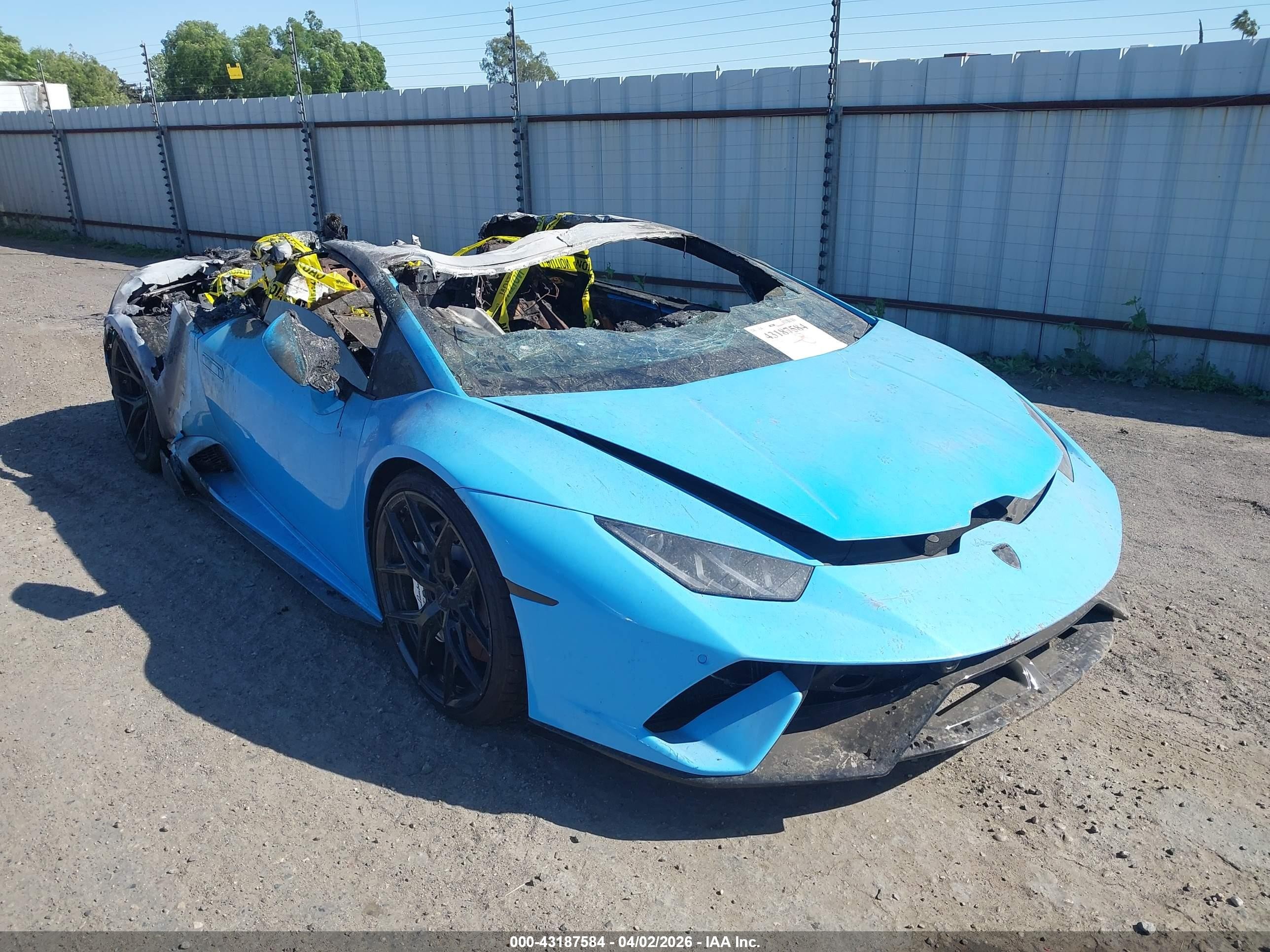 2017 Lamborghini Huracan VIN ZHWUC2ZF7HLA06751 IAAI salvage auction — Burn Engine, Non-Repairable (California), sold $38,150 on 2026-07-07 (photo 1)