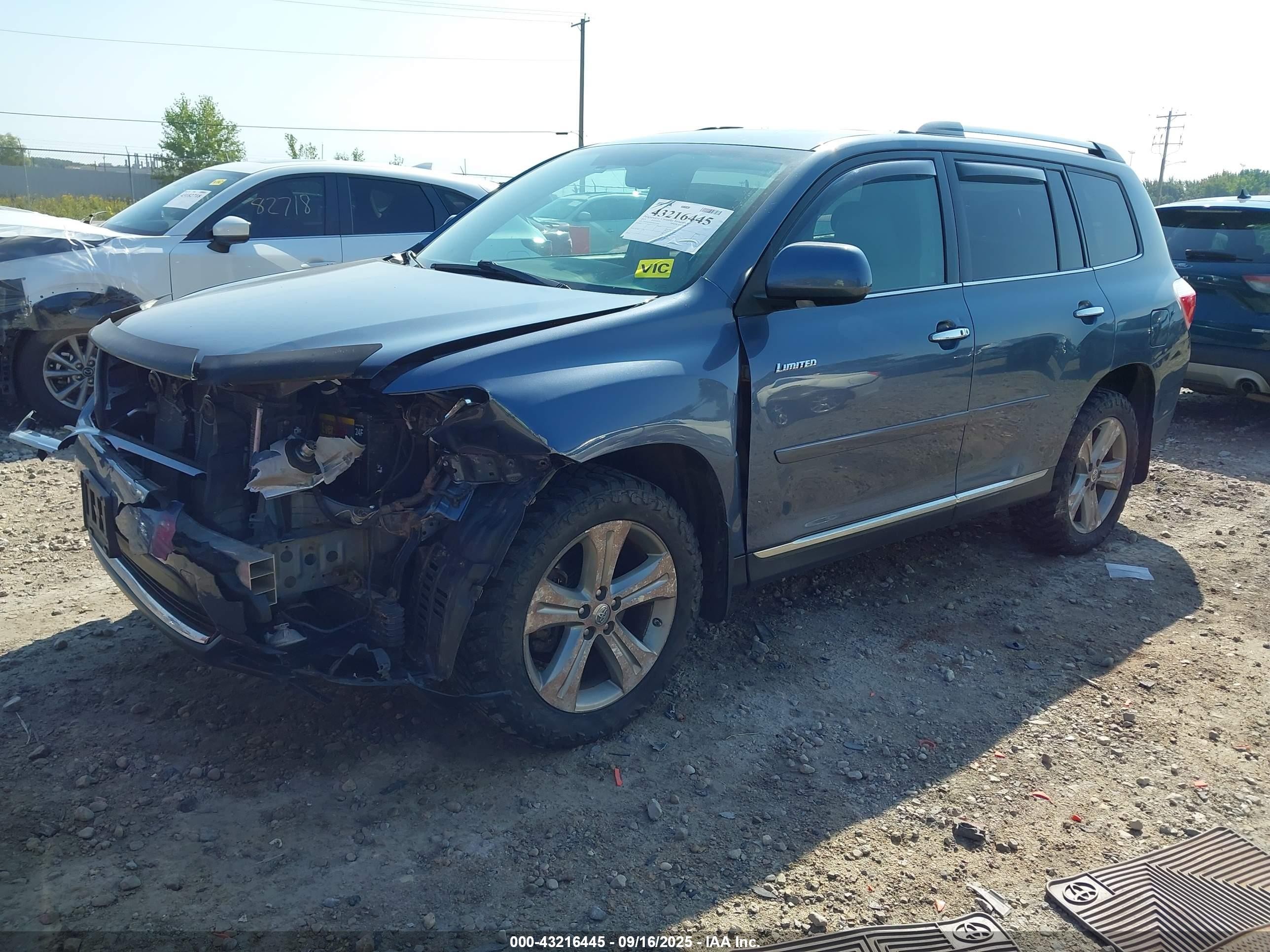 2013 Toyota Highlander VIN 5TDDK3EH0DS191689 IAAI salvage auction — Front End, Clear (Wisconsin), sold $4,950 on 2025-10-02 (photo 2)