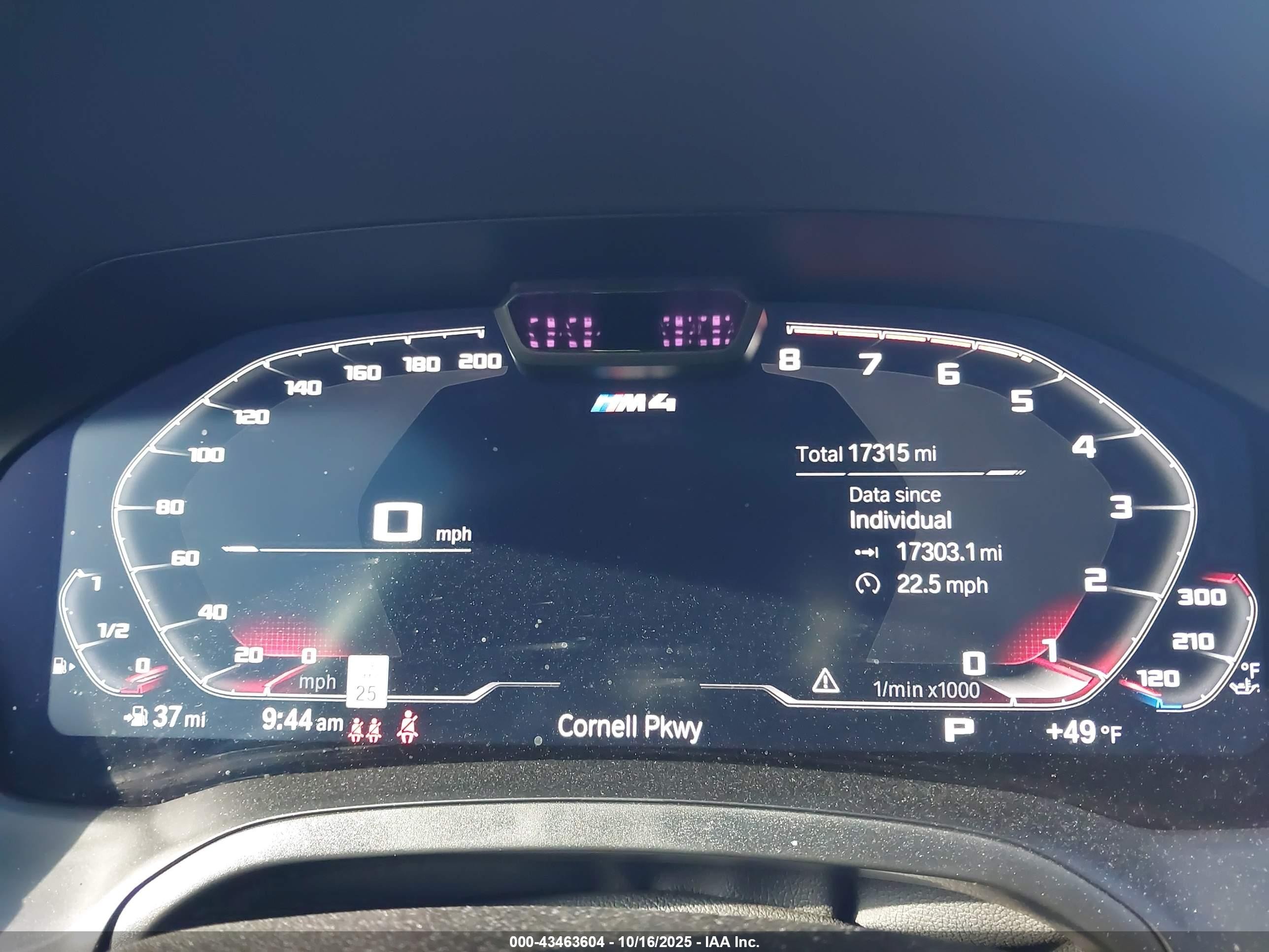2023 BMW M4 VIN WBS33BA09PCL76566 IAAI salvage auction — Water/Flood, Salvage (Idaho), sold $36,000 on 2026-08-24 (photo 7)