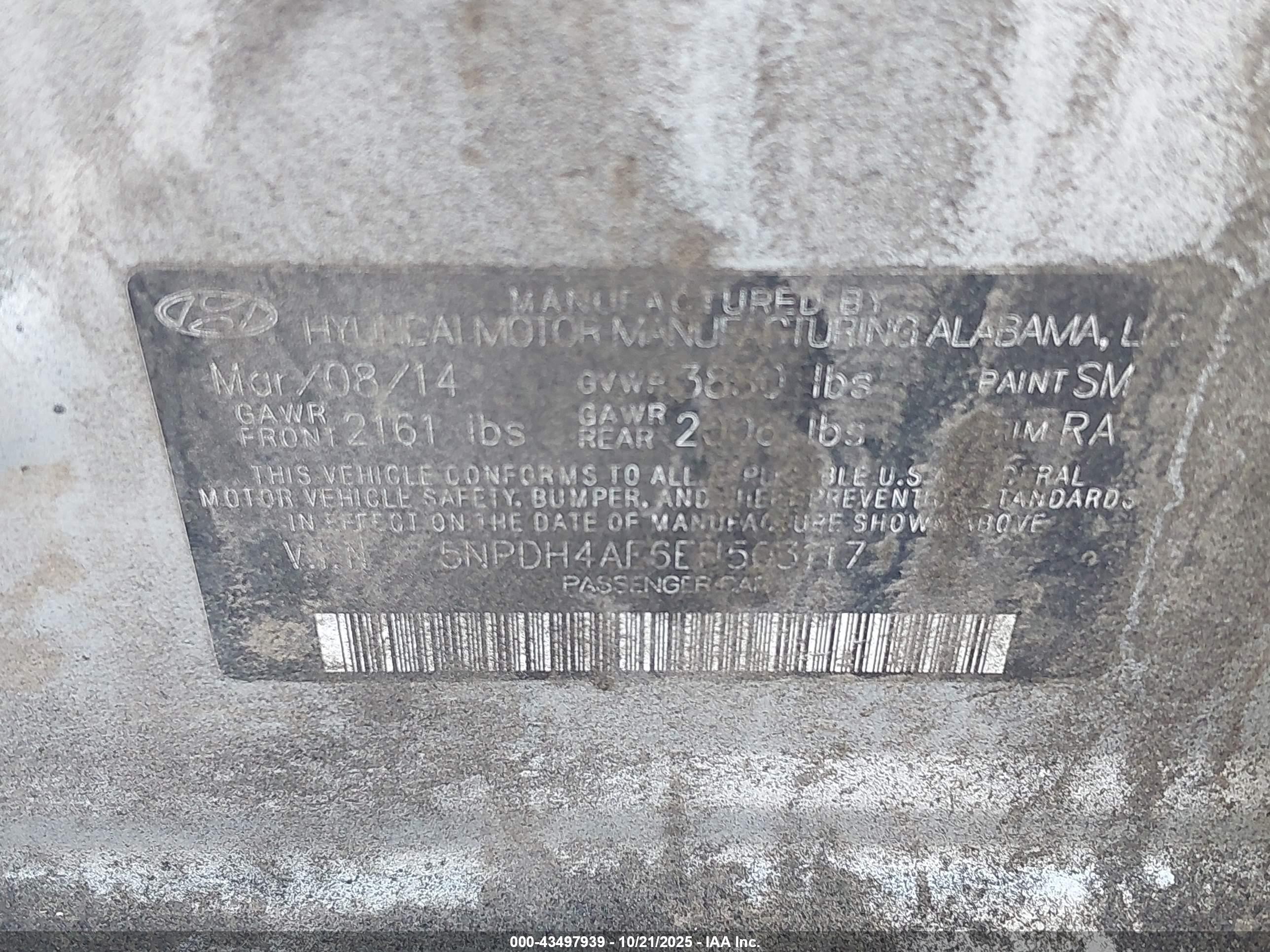 2014 Hyundai Elantra VIN 5NPDH4AE6EH503117 IAAI salvage auction — Front End, Bill Of Sale (Colorado), sold $200 on 2026-06-30 (photo 9)