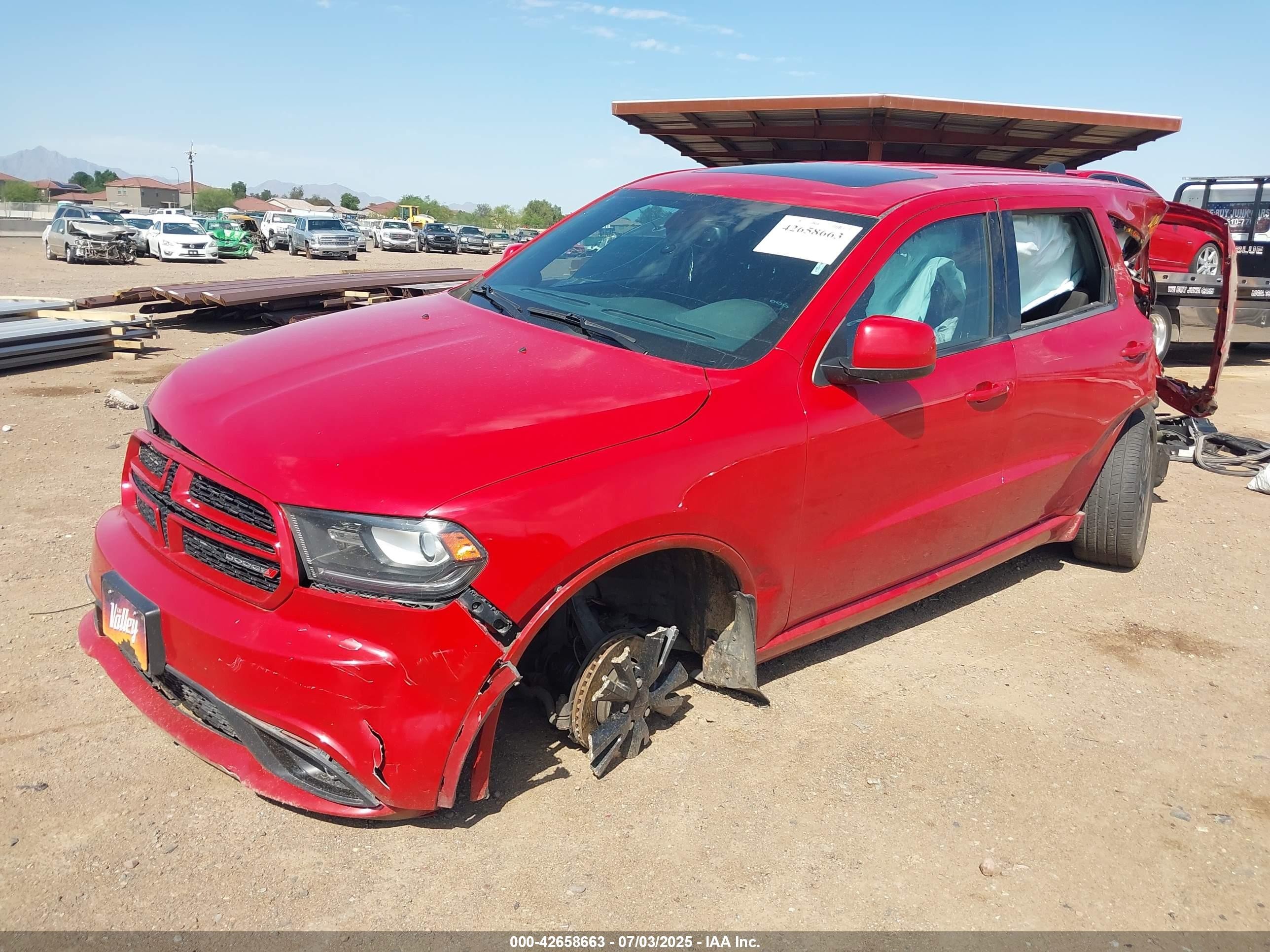 2014 Dodge Durango VIN 1C4RDJAG7EC323075 IAAI salvage auction — All Over, Salvage (Arizona), sold $1,000 on 2026-07-07 (photo 2)