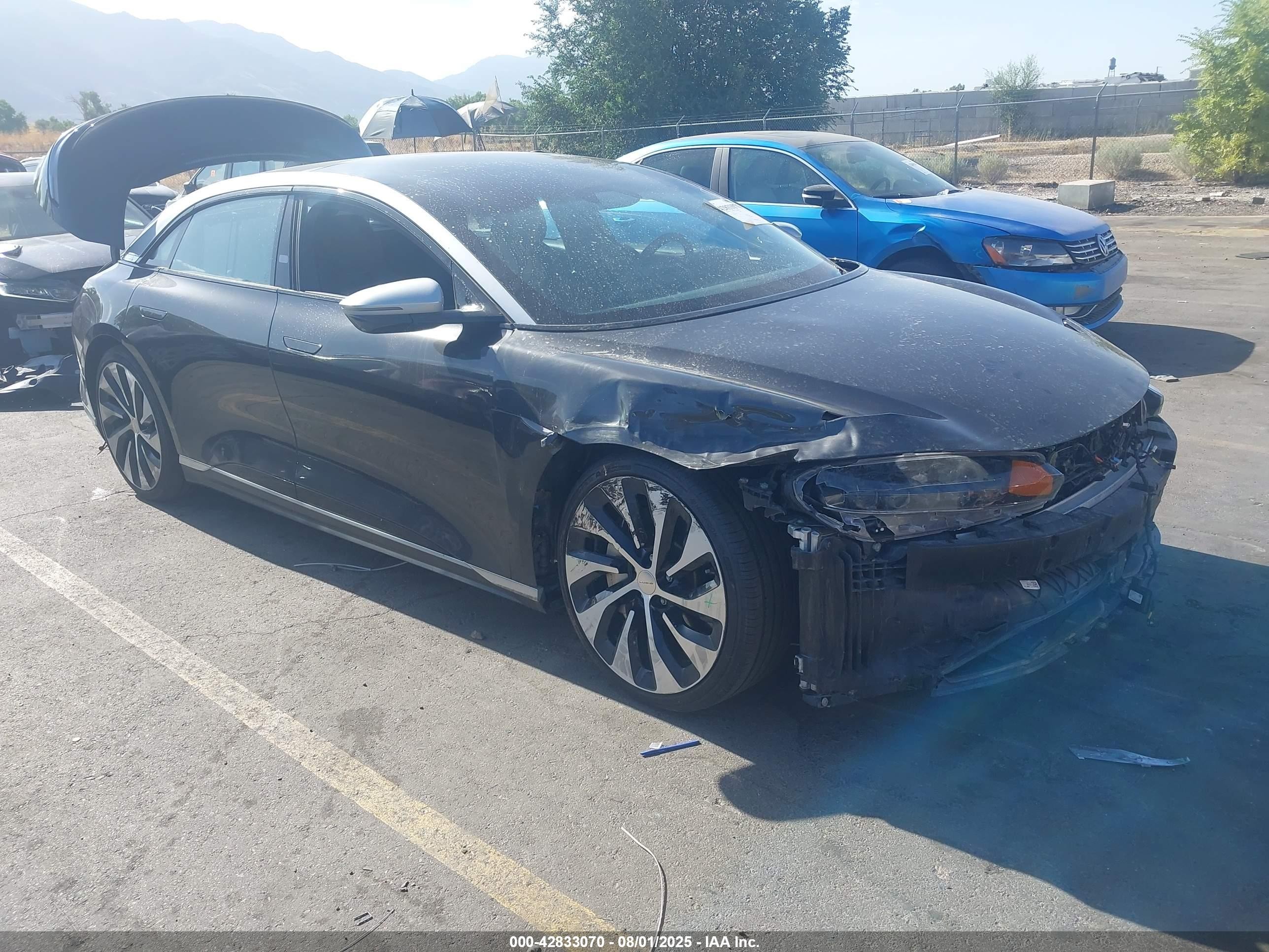 2022 Lucid Air VIN 50EA1GBA8NA003760 IAAI salvage auction — Front End, Salvage (Utah), sold $16,750 on 2025-09-18 (photo 1)