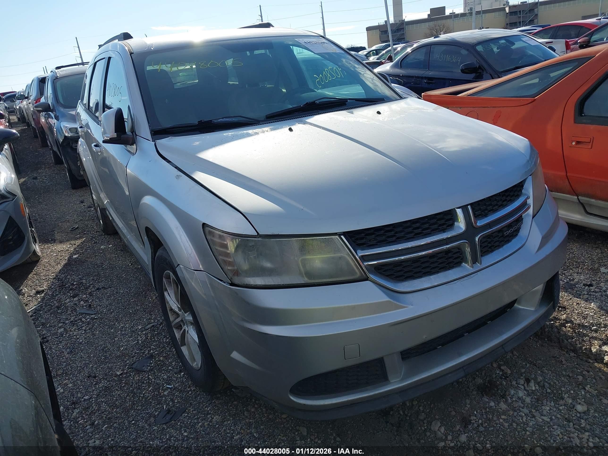 2013 Dodge Journey VIN 3C4PDCBG6DT506360 IAAI salvage auction — Front End, Clear (Indiana), sold $450 on 2026-09-10 (photo 1)