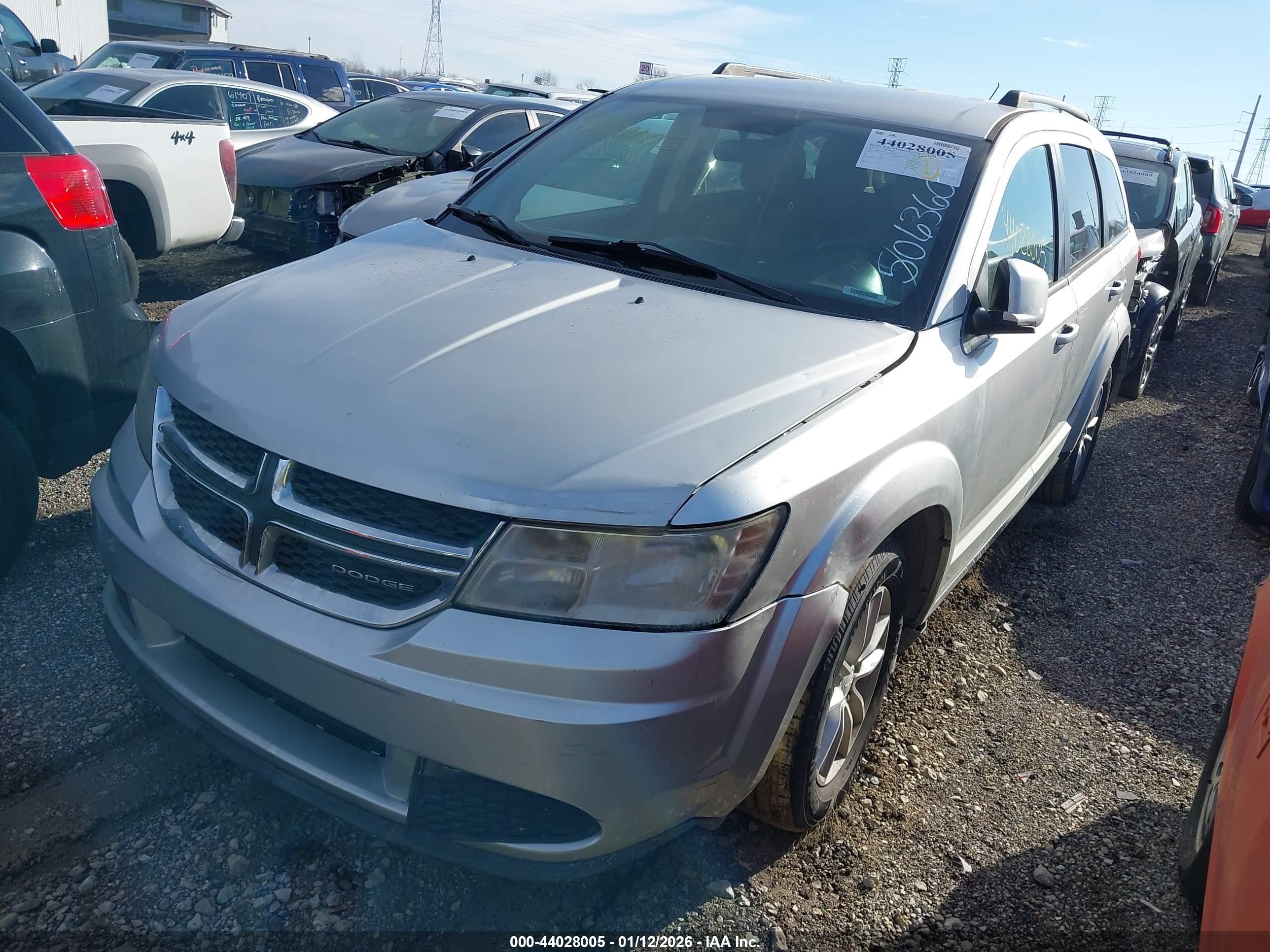2013 Dodge Journey VIN 3C4PDCBG6DT506360 IAAI salvage auction — Front End, Clear (Indiana), sold $450 on 2026-09-10 (photo 2)