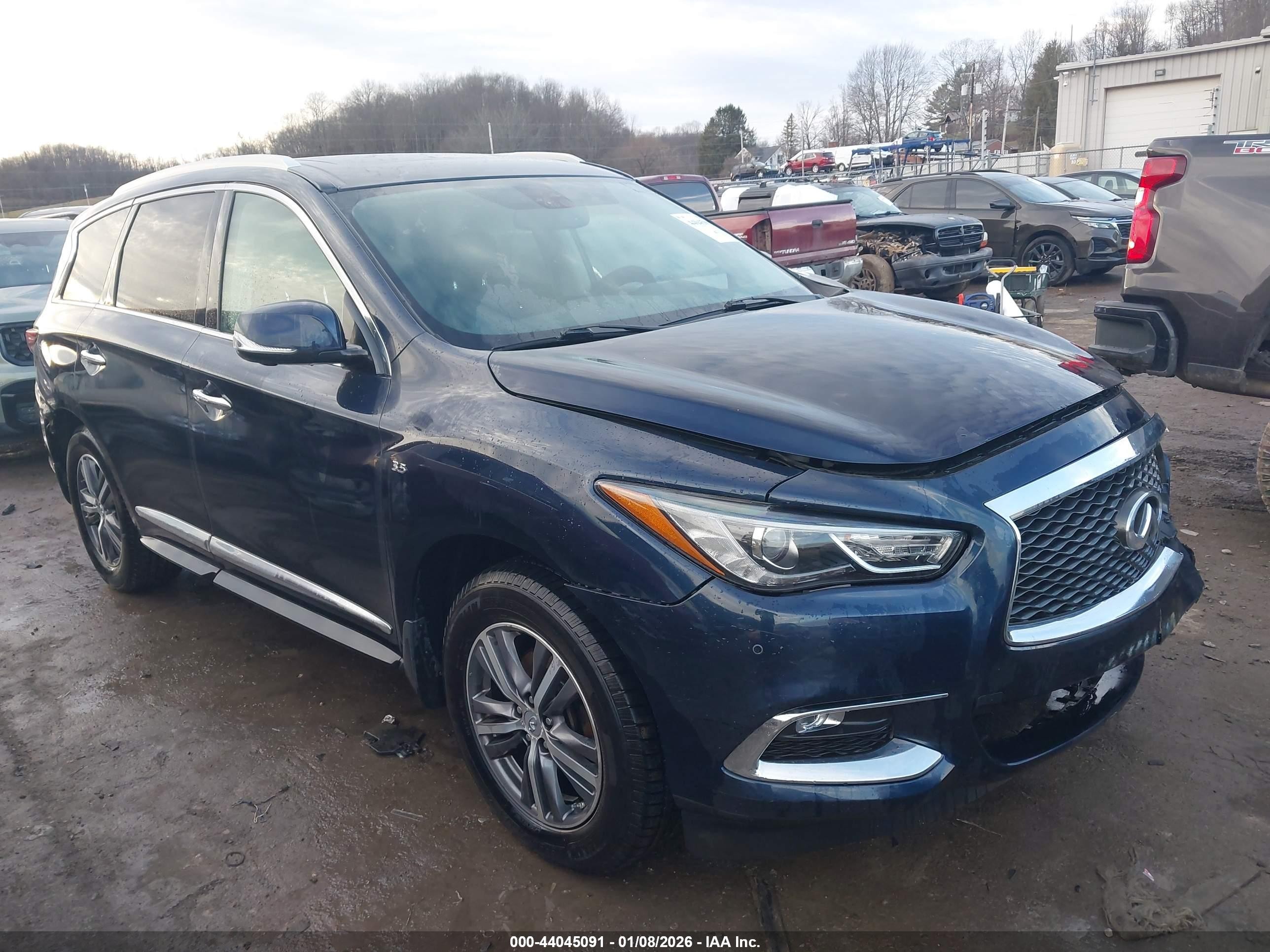 2017 Infiniti QX60 VIN 5N1DL0MM5HC509254 IAAI salvage auction — Front End, Salvage (West Virginia), sold $1,950 on 2026-09-12 (photo 1)