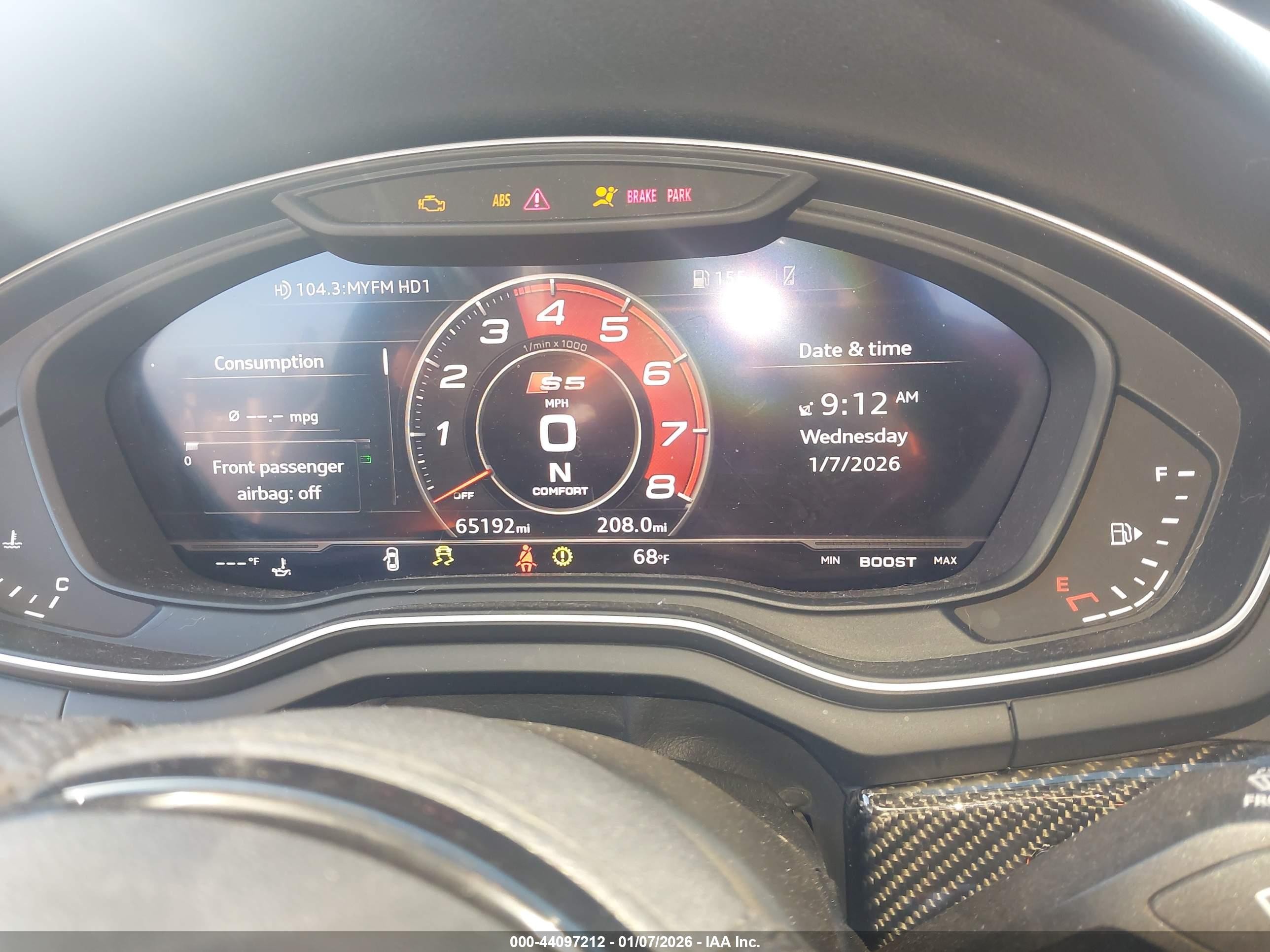 2018 Audi S5 VIN WAUB4CF51JA110064 IAAI salvage auction — Front End, Salvage (California), sold $13,100 on 2026-03-14 (photo 7)