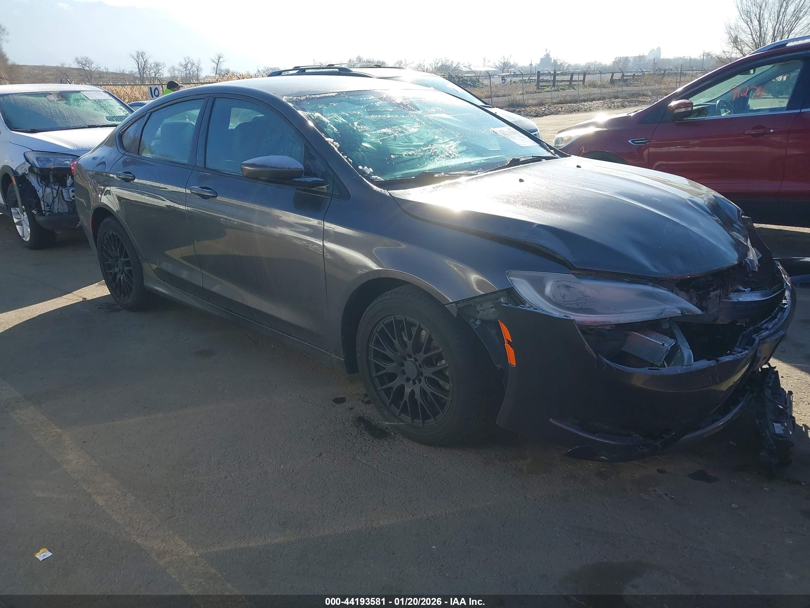 2015 Chrysler 200 VIN 1C3CCCDG7FN683490 IAAI salvage auction — Front End, Salvage (Utah), sold $600 on 2026-07-09 (photo 1)