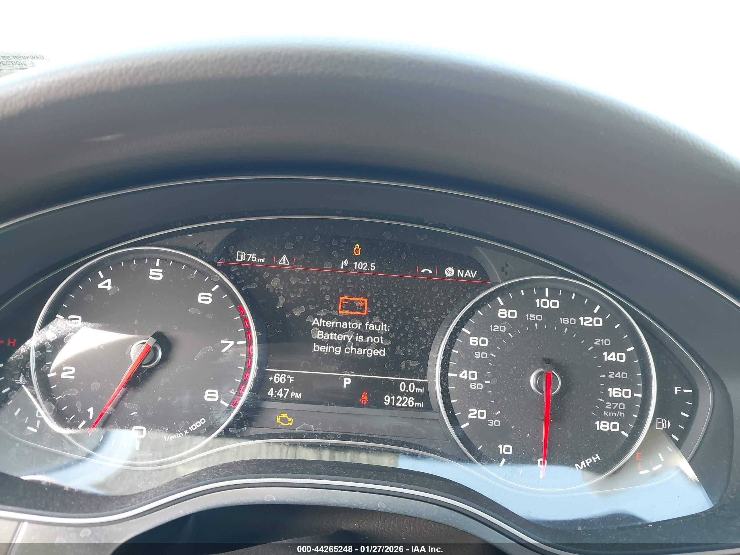 2012 Audi A6 VIN WAUGGAFC9CN145446 IAAI salvage auction — Normal Wear, App For Dup Clear (California), sold $1,550 on 2026-03-09 (photo 7)