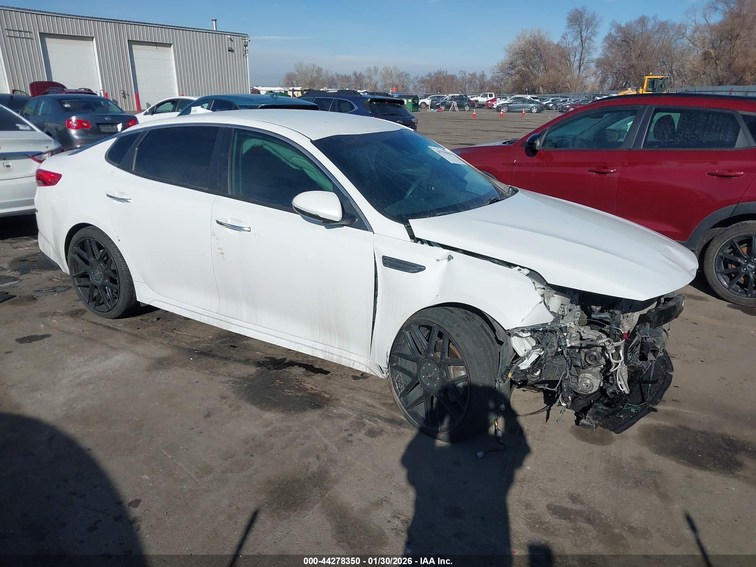 2019 Kia Optima VIN 5XXGT4L35KG295746 IAAI salvage auction — Front End, Salvage (Utah), sold $350 on 2026-07-09 (photo 1)