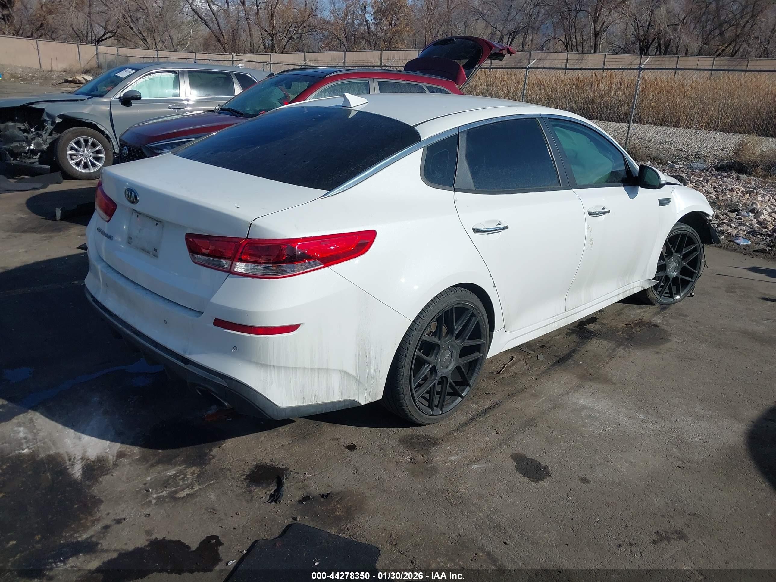 2019 Kia Optima VIN 5XXGT4L35KG295746 IAAI salvage auction — Front End, Salvage (Utah), sold $350 on 2026-07-09 (photo 4)