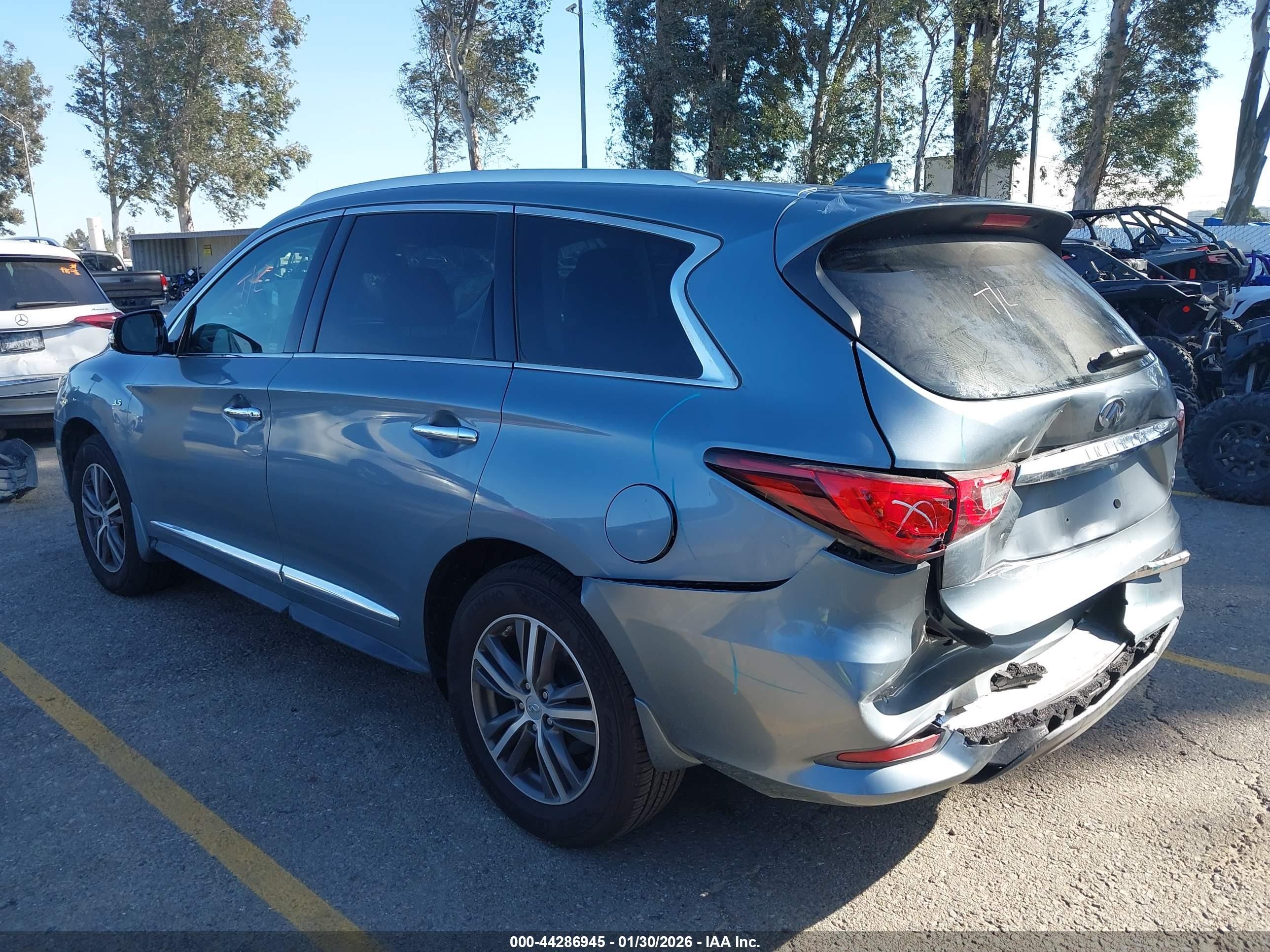 2018 Infiniti QX60 VIN 5N1DL0MN3JC527766 IAAI salvage auction — Rear End, Salvage (California), sold $6,575 on 2026-07-07 (photo 3)