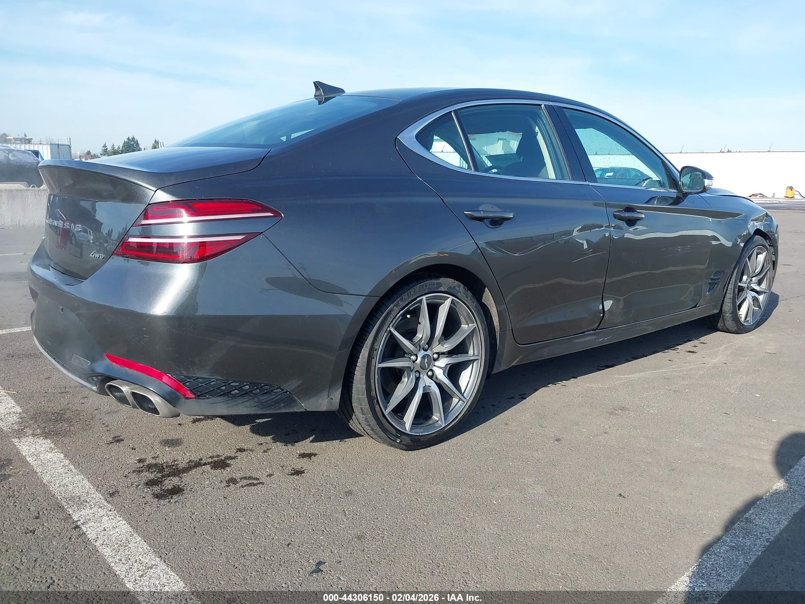 2023 Genesis G70 VIN KMTG34TA9PU128260 IAAI salvage auction — Side, Salvage (Oregon), sold $5,900 on 2026-09-24 (photo 4)
