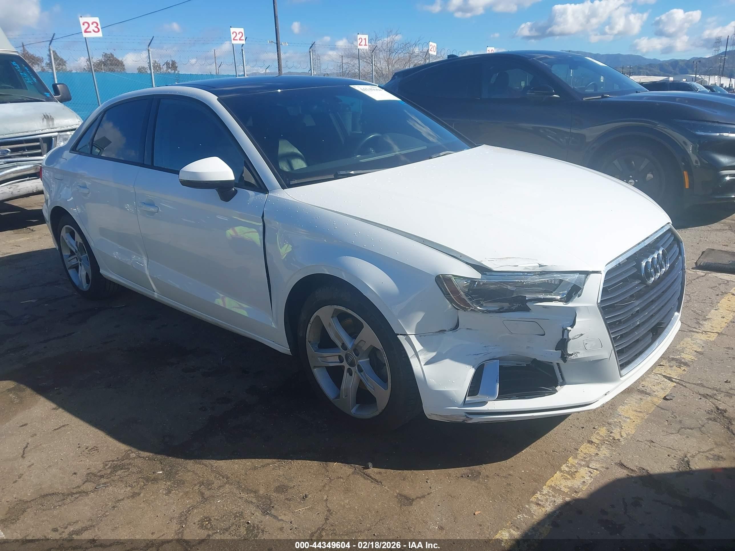 2018 Audi A3 VIN WAUAUGFF2J1033099 IAAI salvage auction — Unknown, Salvage (California), sold $2,750 on 2026-09-12 (photo 1)
