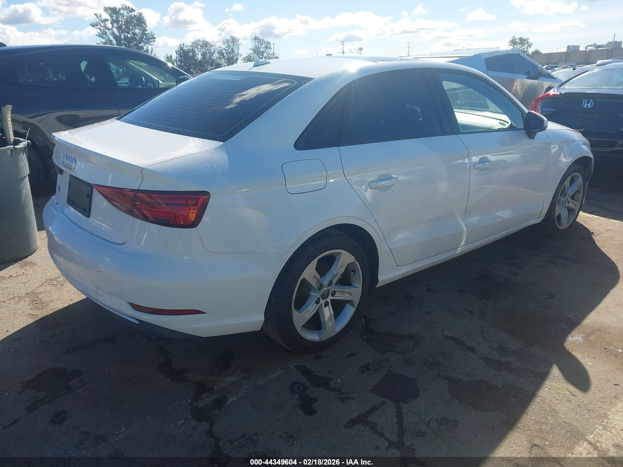 2018 Audi A3 VIN WAUAUGFF2J1033099 IAAI salvage auction — Unknown, Salvage (California), sold $2,750 on 2026-09-12 (photo 4)