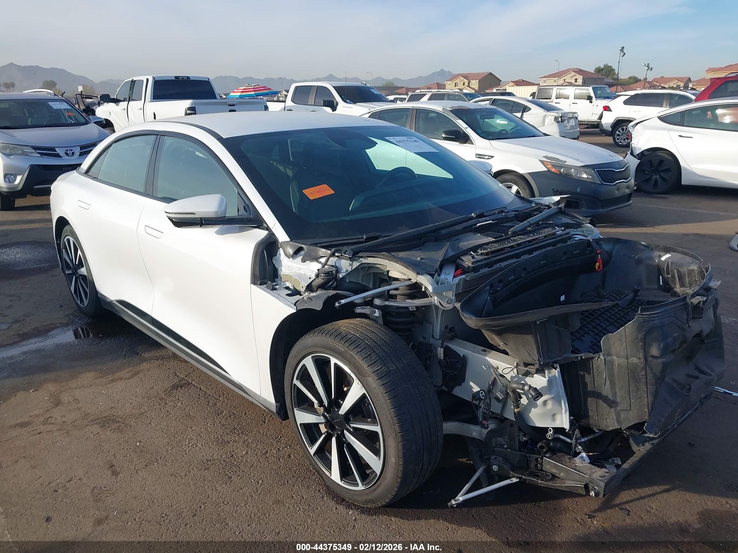 2024 Lucid Air VIN 50EA1TEA0RA002435 IAAI salvage auction — Front End, Salvage (Arizona), sold $2,850 on 2026-08-25 (photo 1)