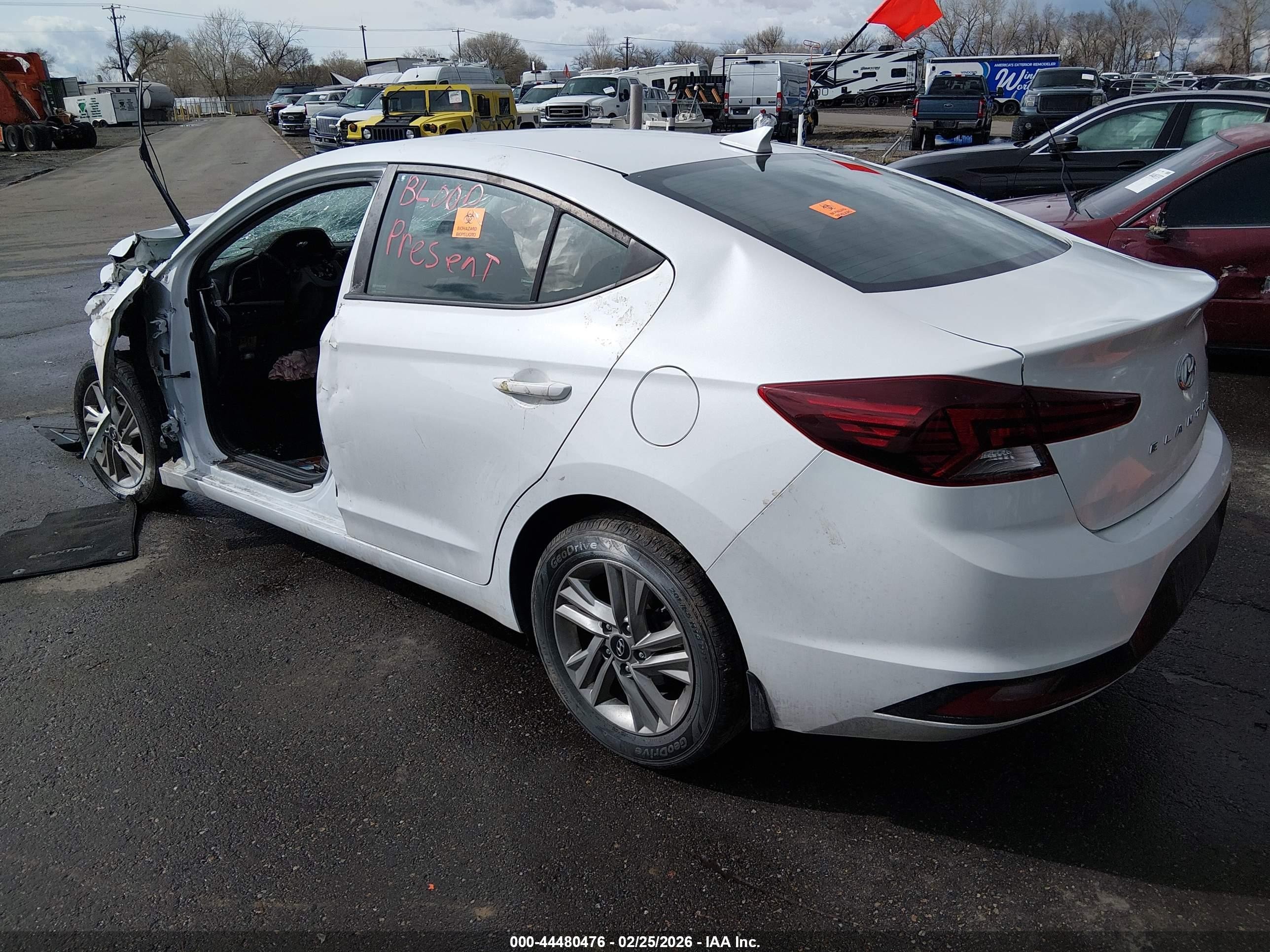 2020 Hyundai Elantra VIN 5NPD84LF0LH501897 IAAI salvage auction — Biohazard/Chemical, Non-Repairable (Utah), sold $275 on 2026-07-09 (photo 3)