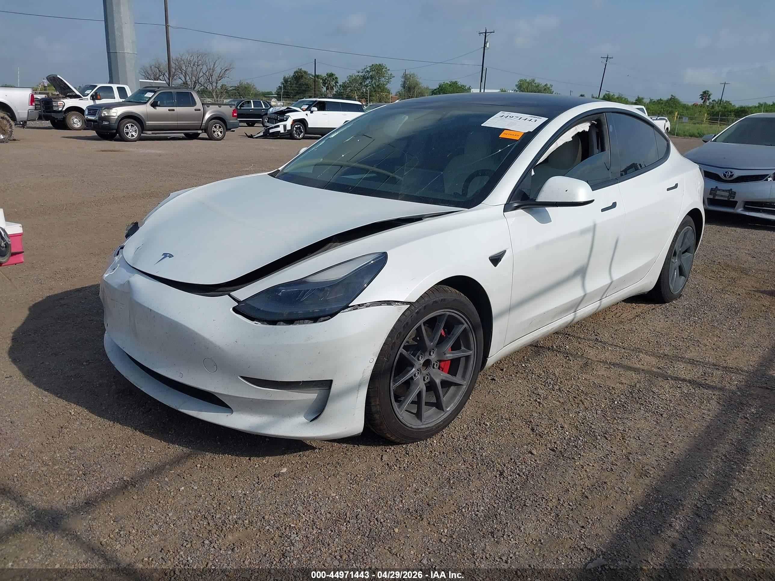 2021 Tesla Model 3 VIN 5YJ3E1EA2MF978013 IAAI salvage auction — Front End, Original (Texas), sold $4,150 on 2026-06-30 (photo 2)