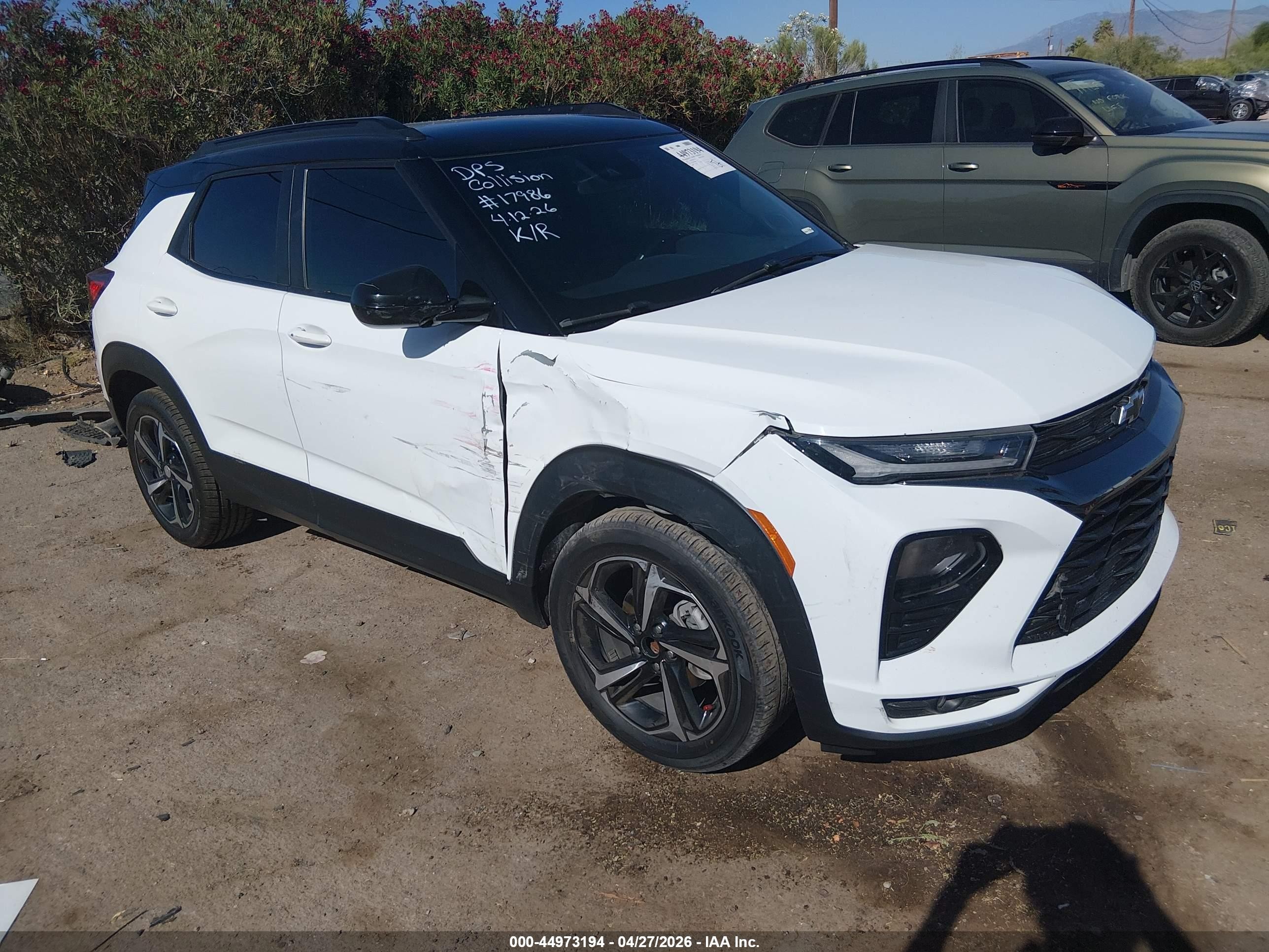 2021 Chevrolet Trailblazer VIN KL79MTSL5MB091763 IAAI salvage auction — Unknown, Salvage (Arizona), sold $4,200 on 2026-07-09 (photo 1)