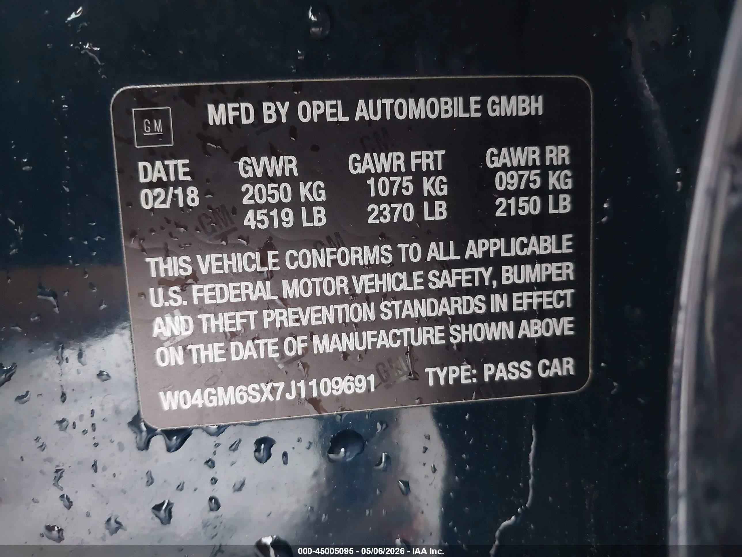 2018 Buick Regal Sportback VIN W04GM6SX7J1109691 IAAI salvage auction — Rear End, Clear (Arkansas), sold $2,400 on 2026-09-24 (photo 9)