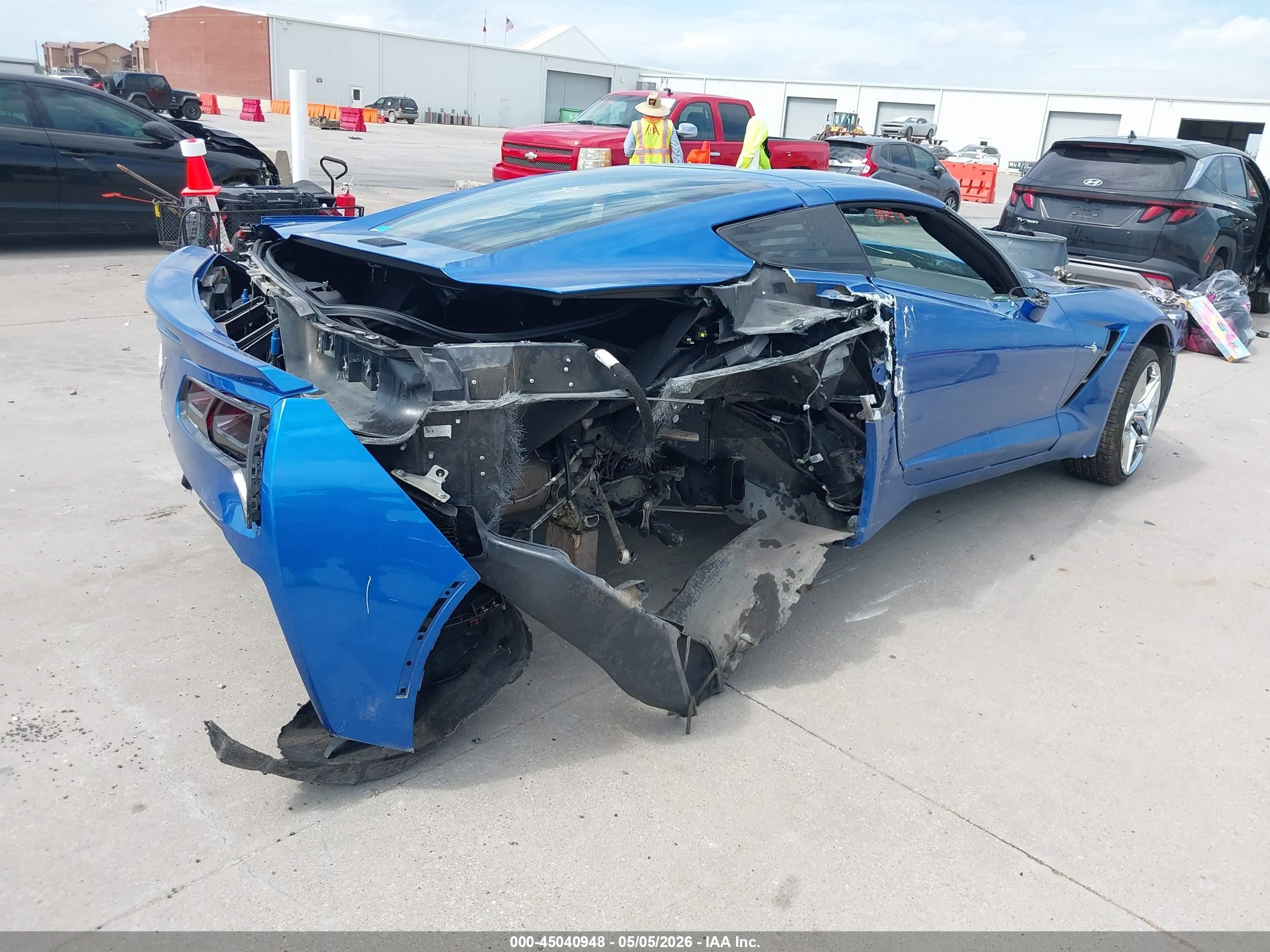 2014 Chevrolet Corvette VIN 1G1YM2D71E5104915 IAAI salvage auction — Front & Rear, Original (Texas), sold $7,625 on 2026-09-02 (photo 4)