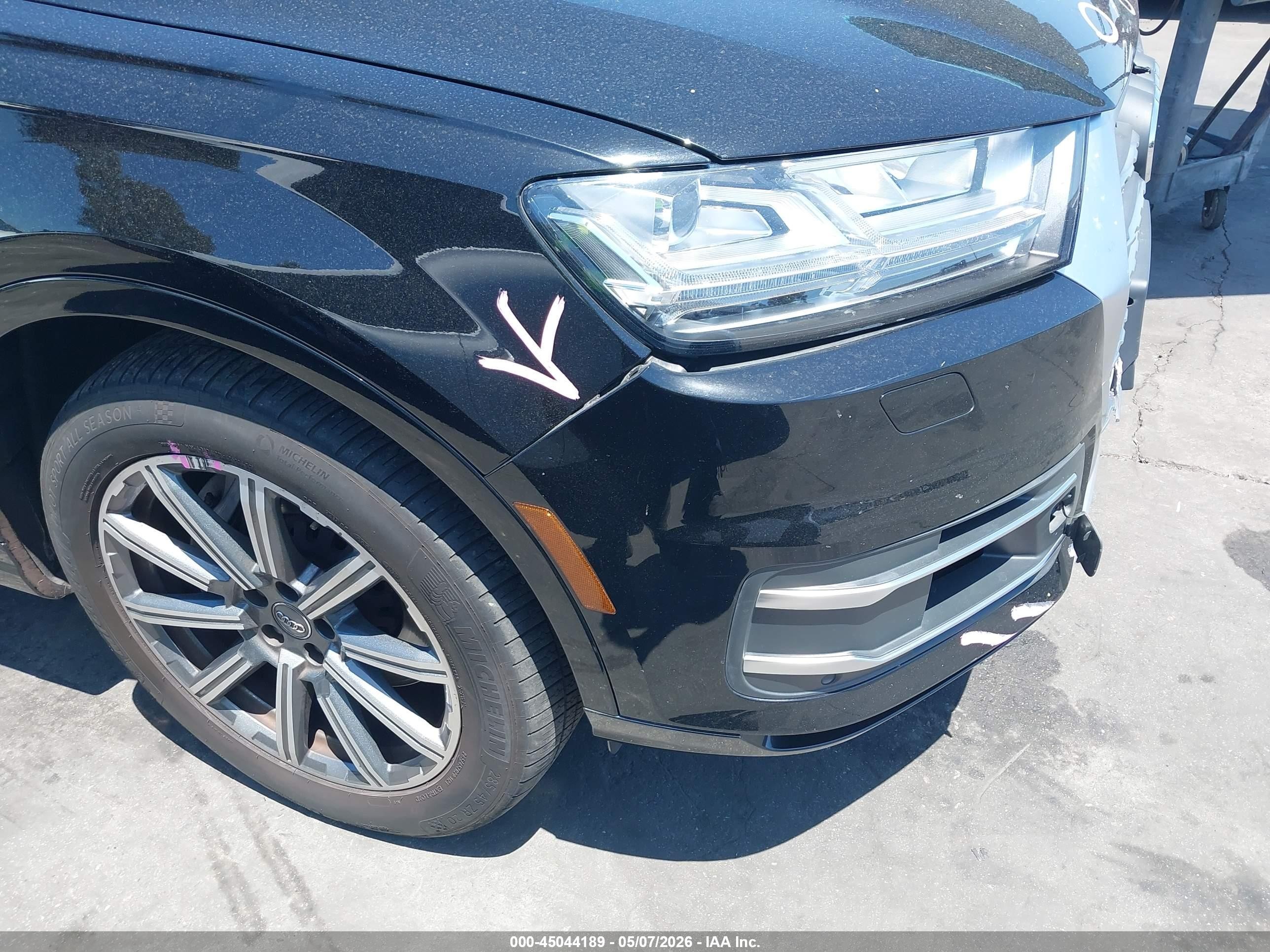 2018 Audi Q7 VIN WA1LAAF7XJD000385 IAAI salvage auction — Front End, Salvage Certificate (California), sold $6,400 on 2026-09-12 (photo 6)