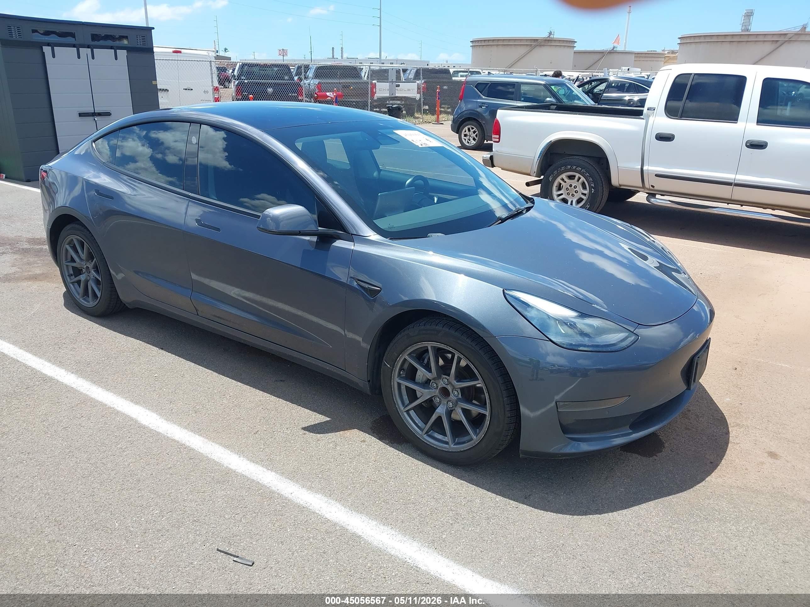 2022 Tesla Model 3 VIN 5YJ3E1EAXNF307254 IAAI salvage auction — Rear End, Salvage (Hawaii), sold $575 on 2026-08-13 (photo 1)