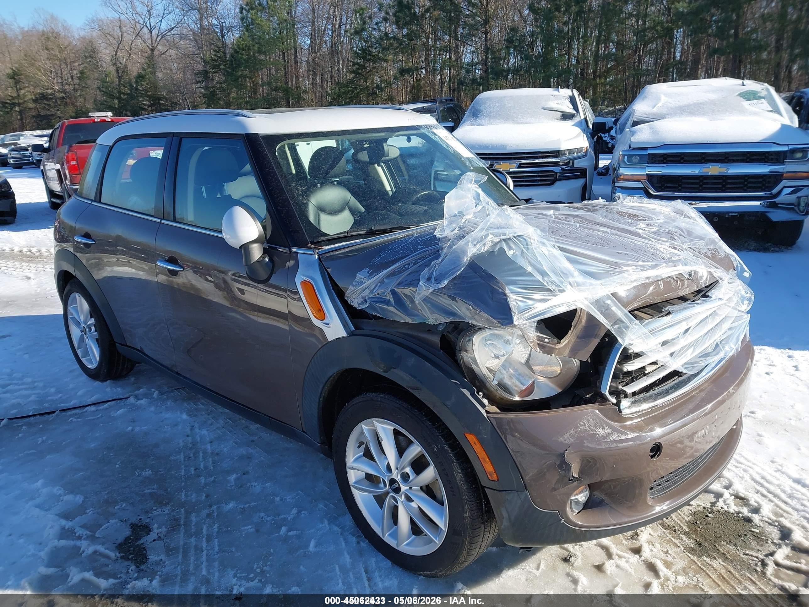 2012 Mini Cooper VIN WMWZB3C51CWM04174 IAAI salvage auction — Front End, Salvage (Tennessee), sold $725 on 2026-09-25 (photo 1)