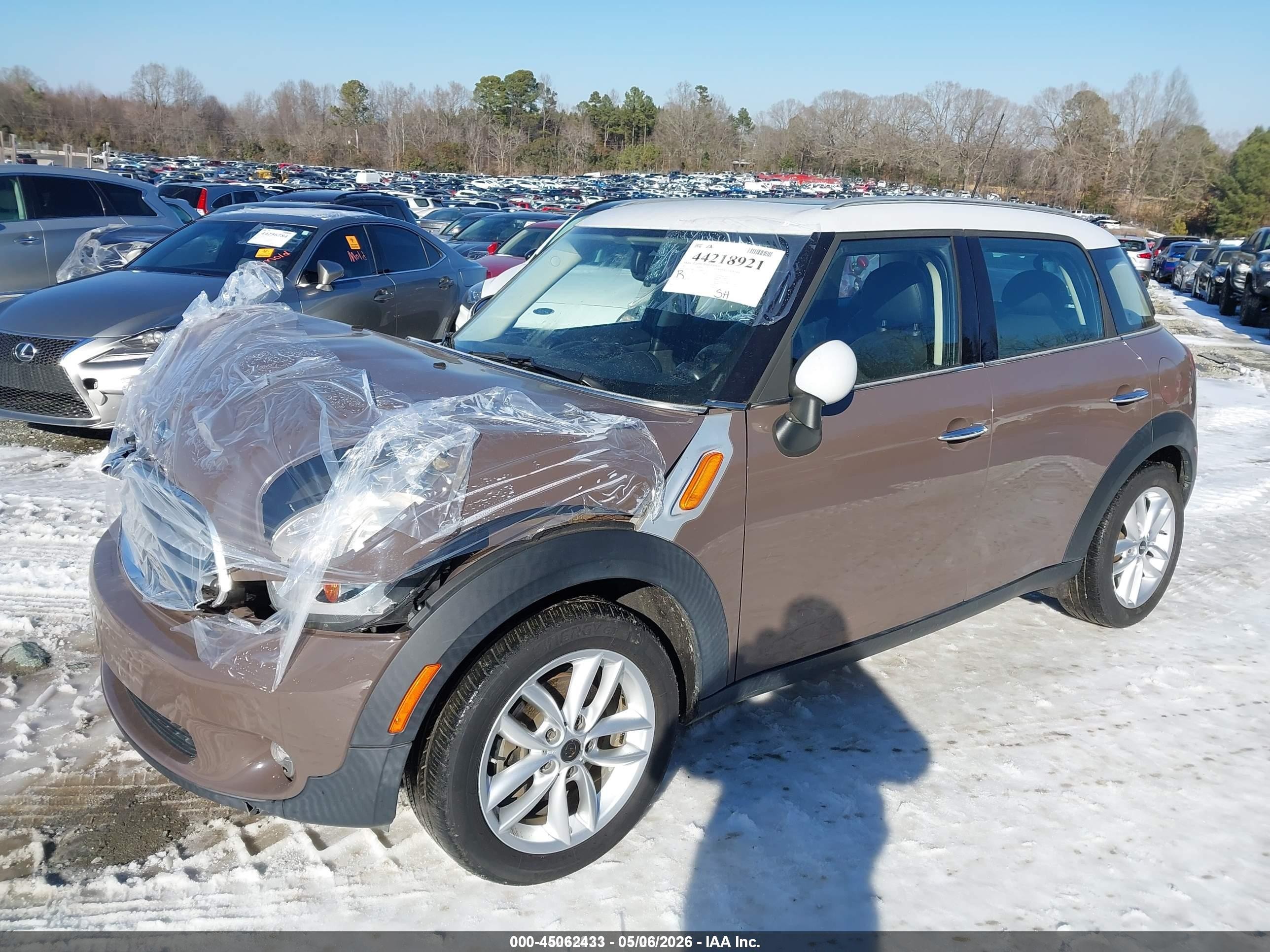 2012 Mini Cooper VIN WMWZB3C51CWM04174 IAAI salvage auction — Front End, Salvage (Tennessee), sold $725 on 2026-09-25 (photo 2)