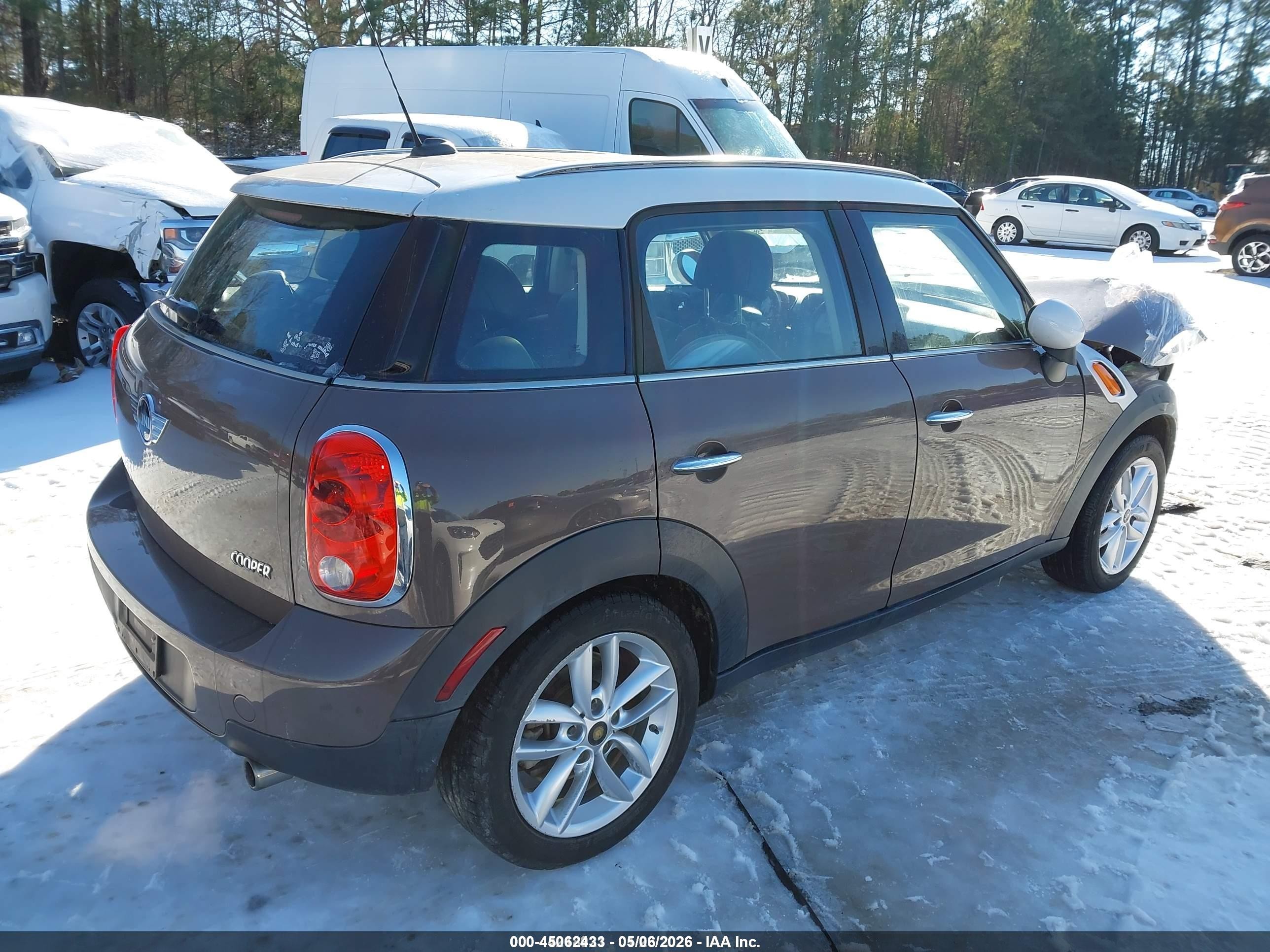 2012 Mini Cooper VIN WMWZB3C51CWM04174 IAAI salvage auction — Front End, Salvage (Tennessee), sold $725 on 2026-09-25 (photo 4)