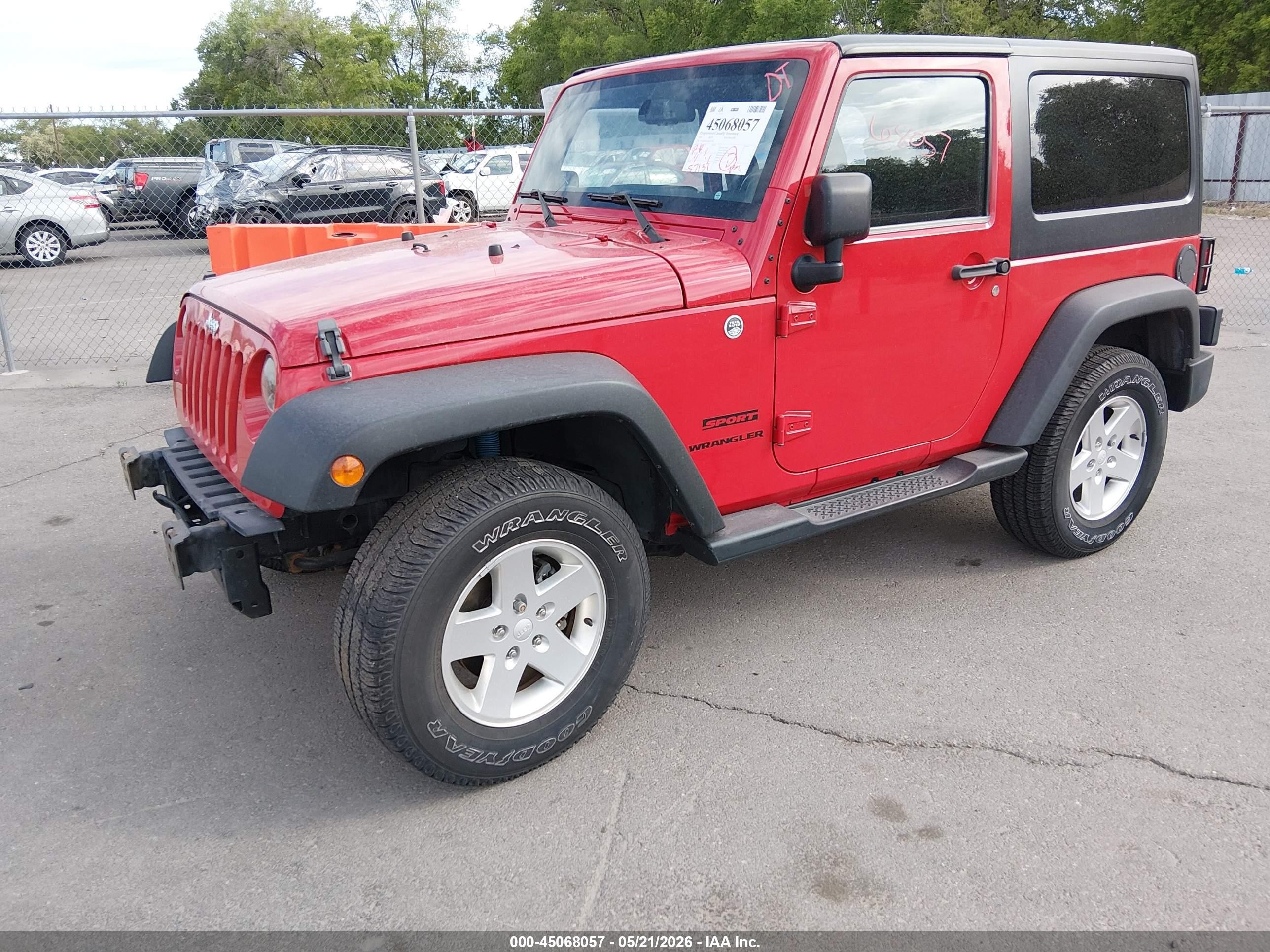 2013 Jeep Wrangler VIN 1C4AJWAGXDL677562 IAAI salvage auction — Side, Salvage (Utah), sold $5,450 on 2026-07-09 (photo 2)