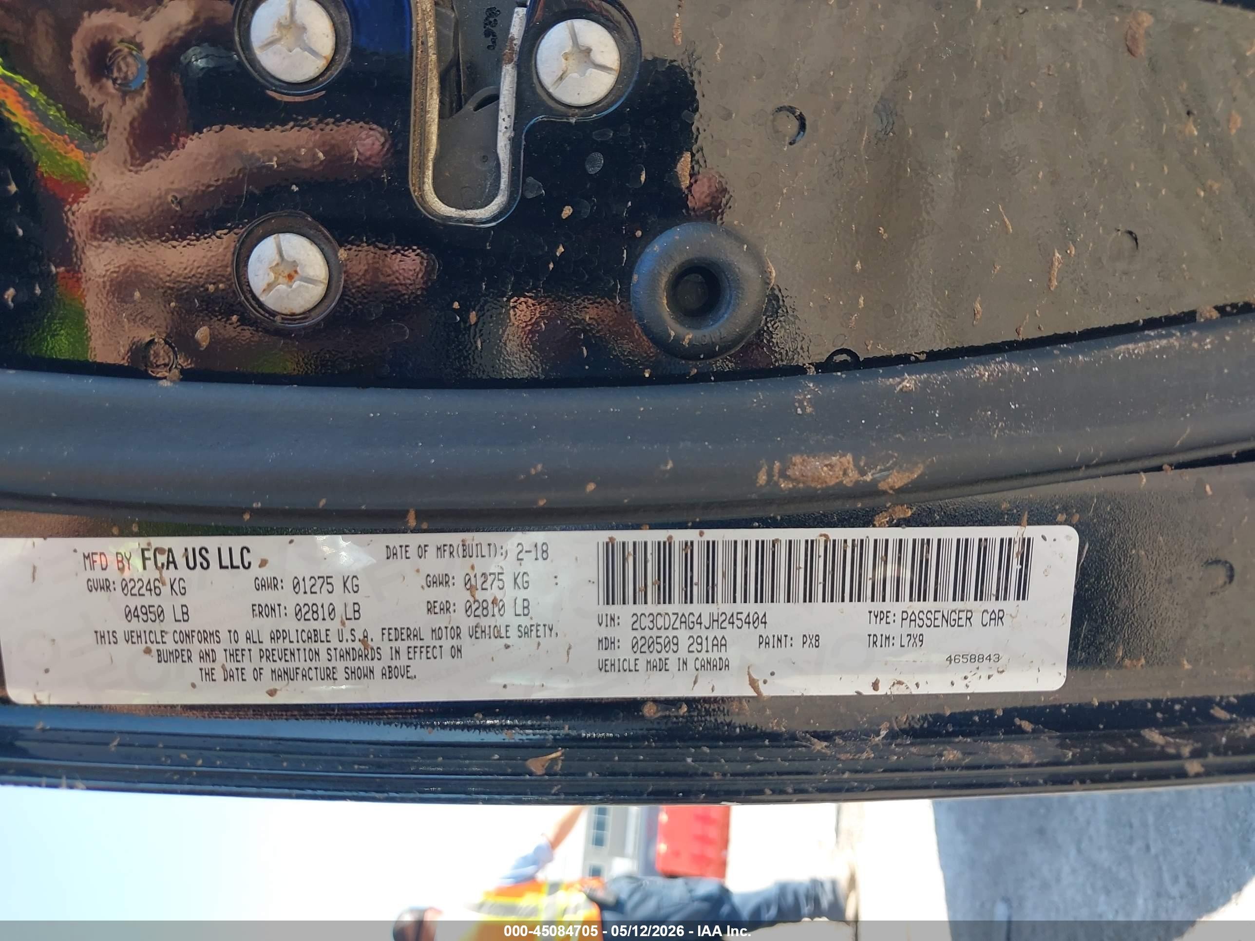 2018 Dodge Challenger VIN 2C3CDZAG4JH245404 IAAI salvage auction — Front End, Original (Texas), sold $3,500 on 2026-09-11 (photo 9)