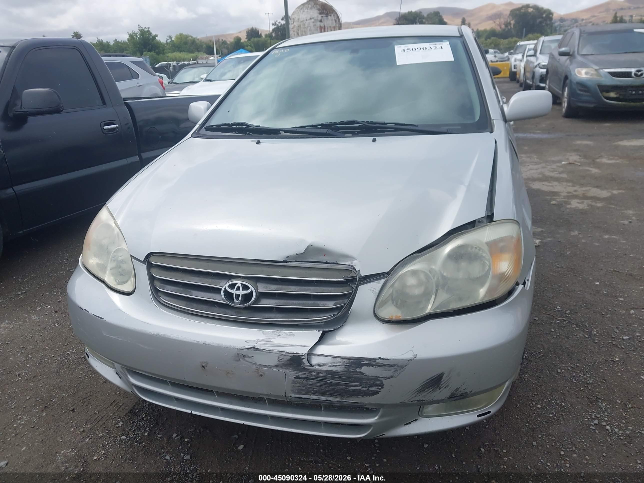 2003 Toyota Corolla VIN 1NXBR32E23Z152816 IAAI salvage auction — Front End, Salvage (California), sold $875 on 2026-07-09 (photo 6)