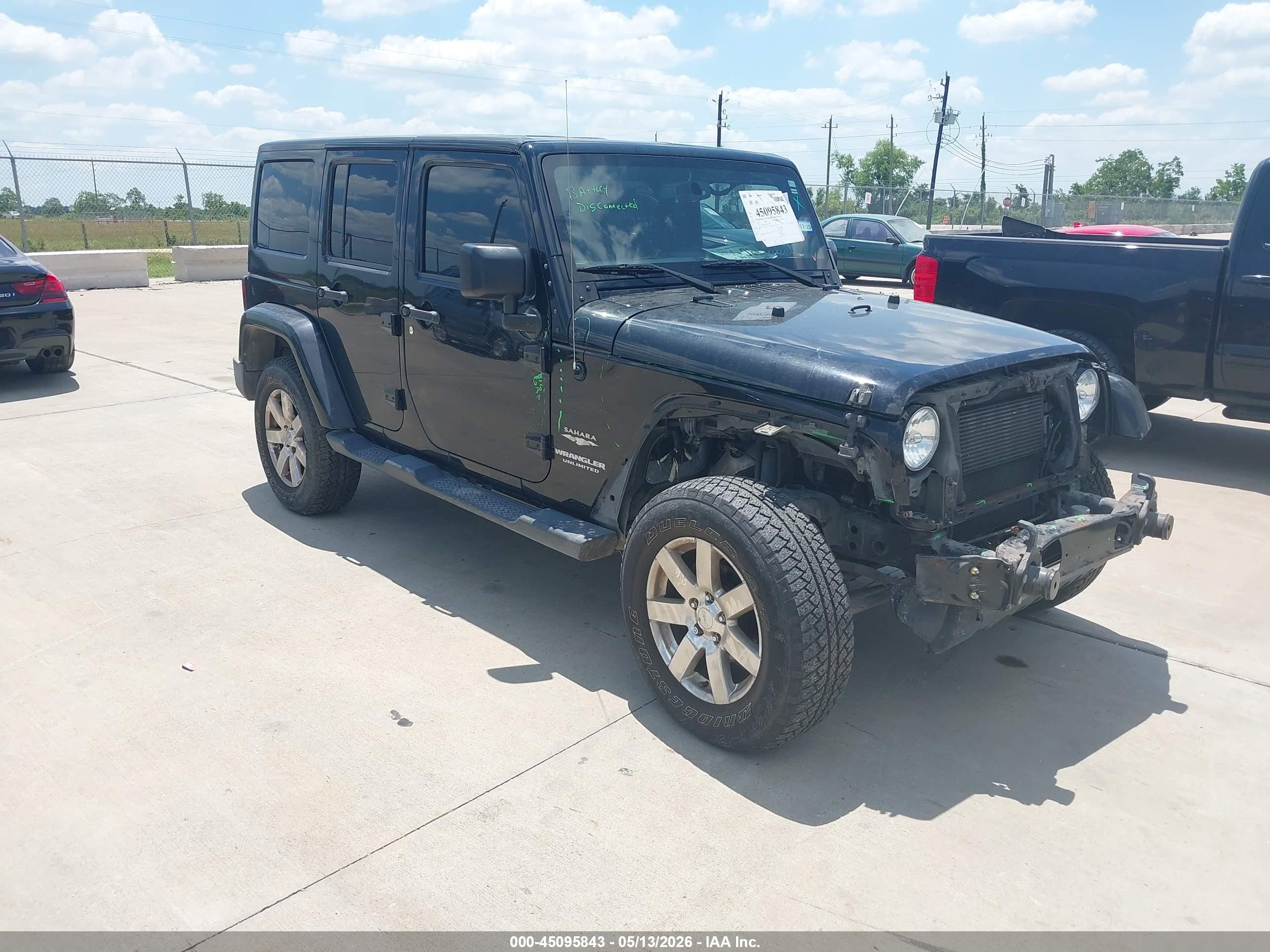 2015 Jeep Wrangler Unlimited VIN 1C4HJWEGXFL674690 IAAI salvage auction — Front End, Original (Texas), sold $6,600 on 2026-07-08 (photo 1)