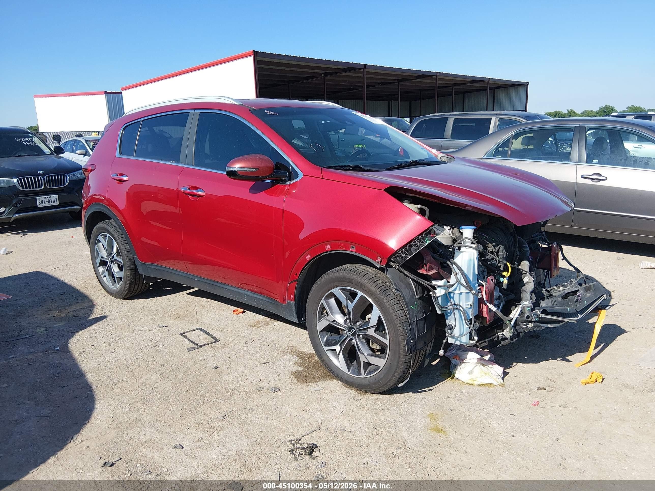 2020 Kia Sportage VIN KNDPN3AC8L7638910 IAAI salvage auction — Front End, Original (Texas), sold $2,100 on 2026-07-09 (photo 1)