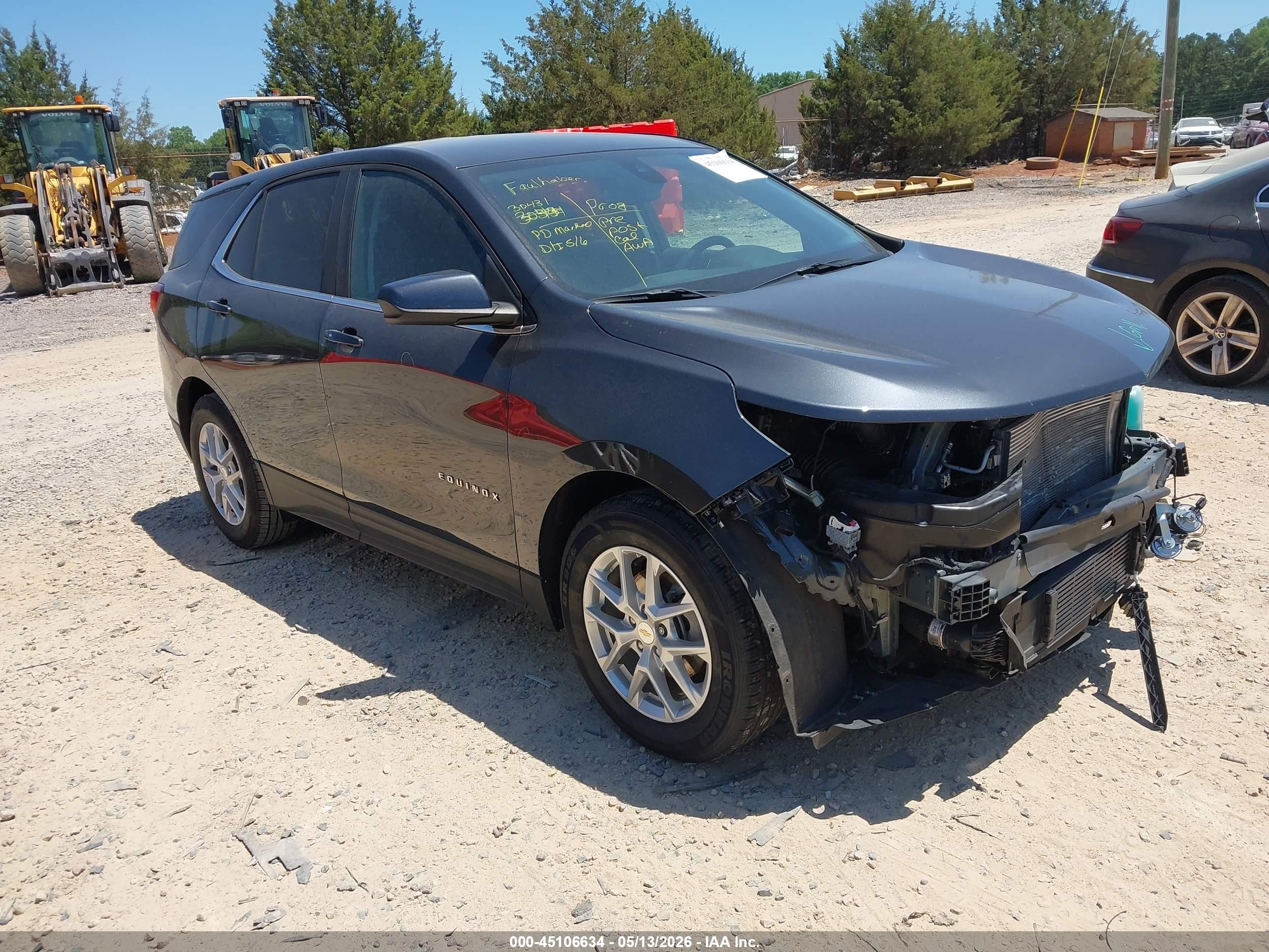 2022 Chevrolet Equinox VIN 3GNAXKEV6NS213171 IAAI salvage auction — Front End, Salvage (North Carolina), sold $4,550 on 2026-07-10 (photo 1)