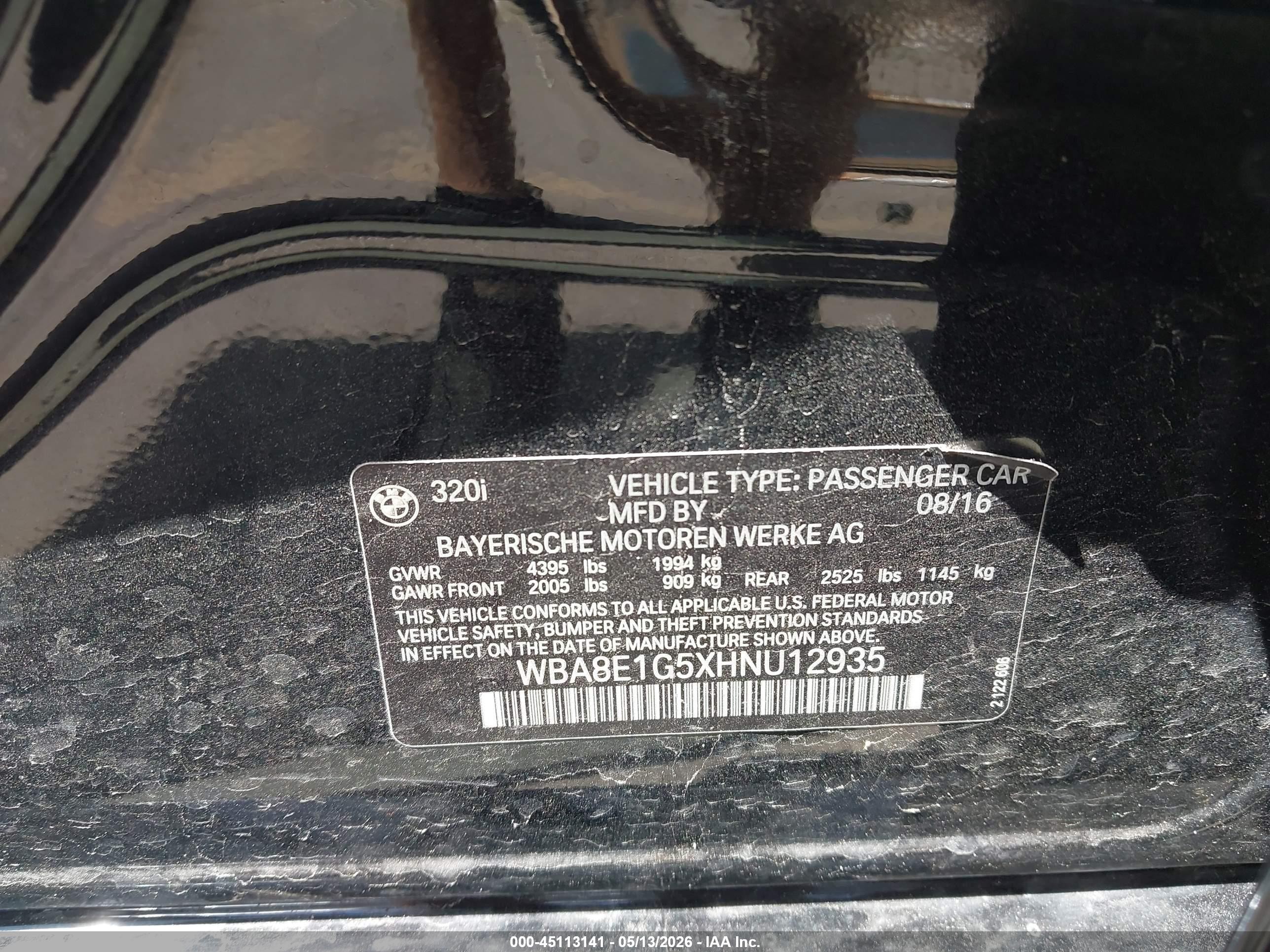2017 BMW 3er VIN WBA8E1G5XHNU12935 IAAI salvage auction — Suspension, Salvage (Utah), sold $375 on 2026-09-03 (photo 9)