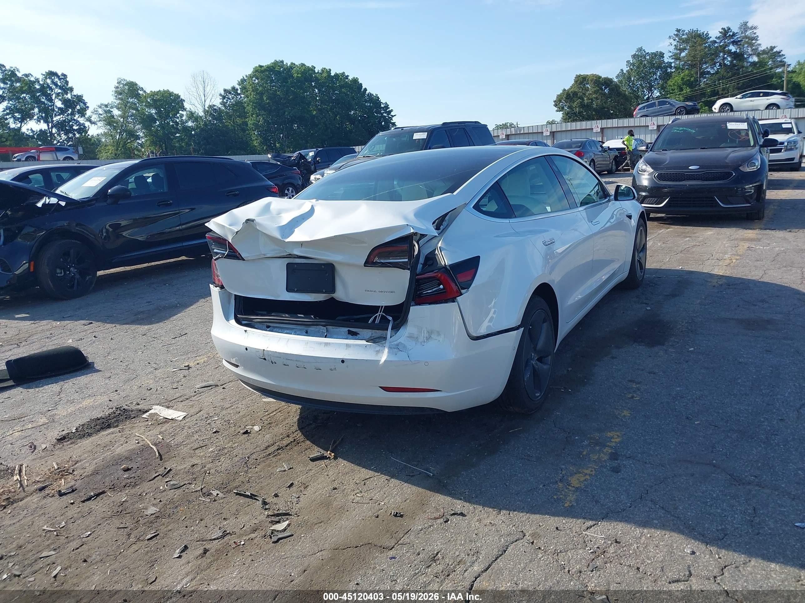 2019 Tesla Model 3 VIN 5YJ3E1EB0KF513008 IAAI salvage auction — Rear End, Salvage (Georgia), sold $6,500 on 2026-07-11 (photo 4)