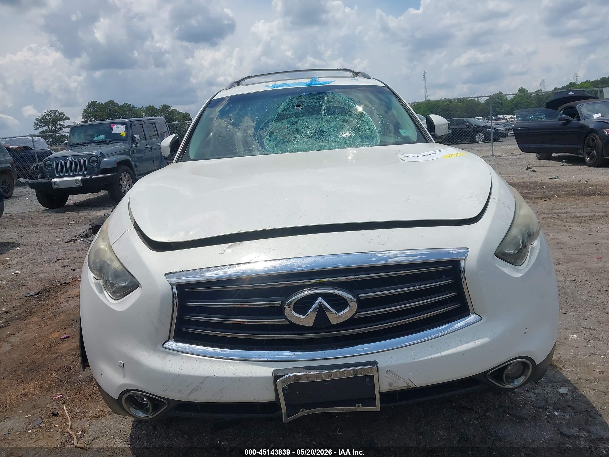 2013 Infiniti FX37 VIN JN8CS1MW2DM173128 IAAI salvage auction — Front End, Salvage (Georgia), sold $1,200 on 2026-09-23 (photo 6)