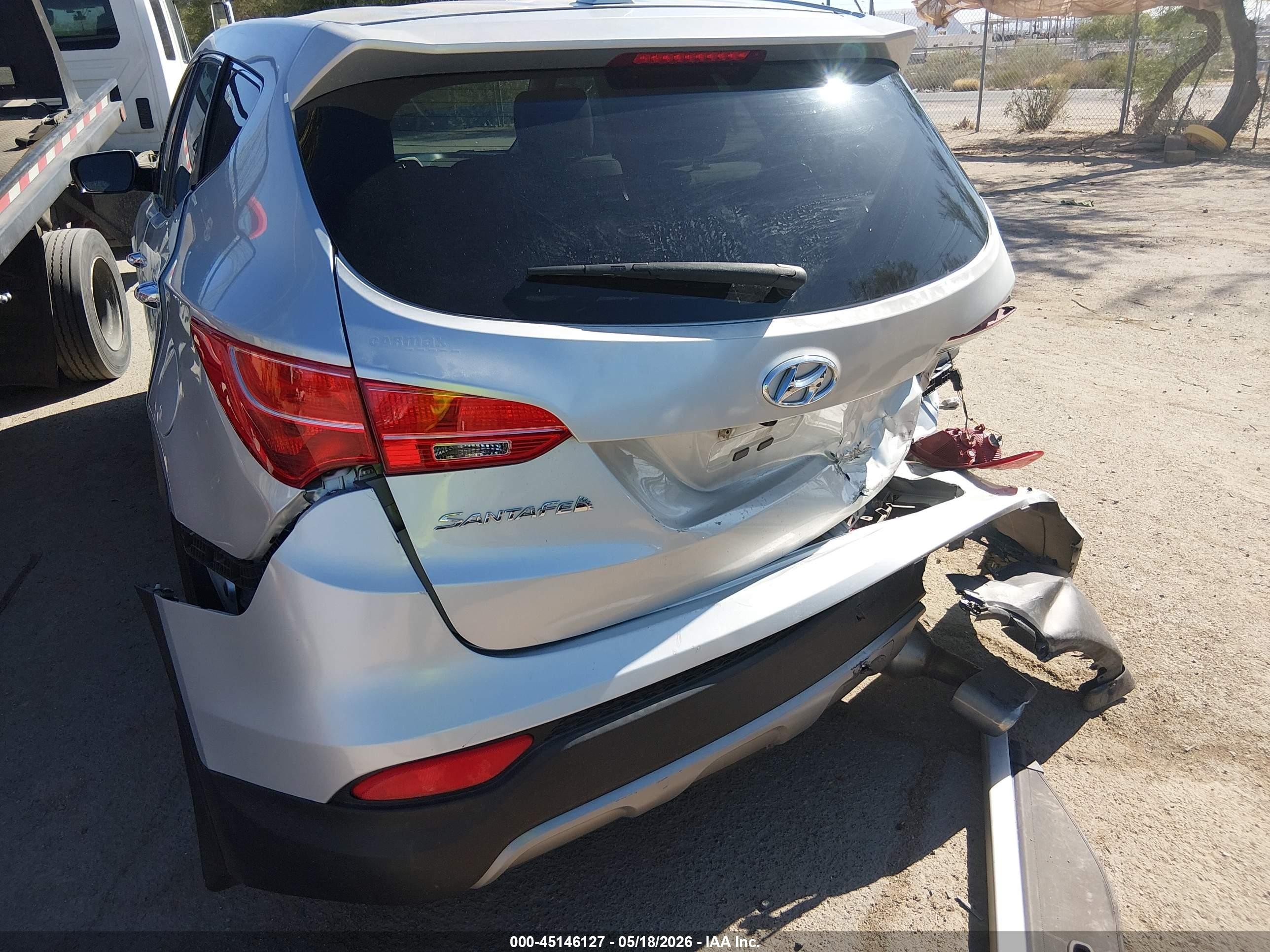 2013 Hyundai Santa Fe VIN 5XYZT3LBXDG030314 IAAI salvage auction — Rear End, Salvage (Arizona), sold $2,050 on 2026-07-09 (photo 6)
