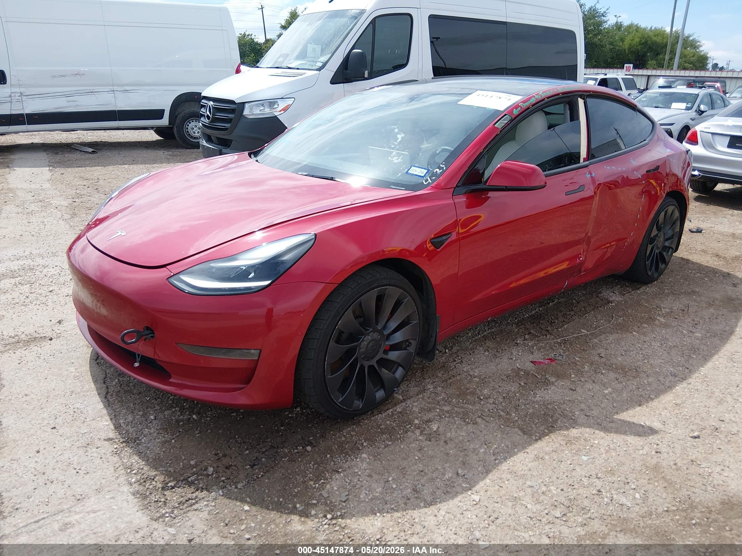 2022 Tesla Model 3 VIN 5YJ3E1EC6NF134320 IAAI salvage auction — Side, Original (Texas), sold $9,800 on 2026-08-24 (photo 2)