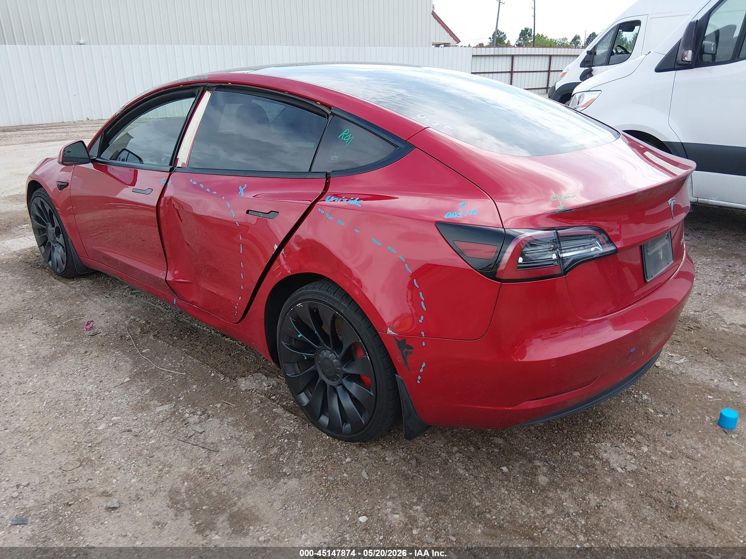 2022 Tesla Model 3 VIN 5YJ3E1EC6NF134320 IAAI salvage auction — Side, Original (Texas), sold $9,800 on 2026-08-24 (photo 3)