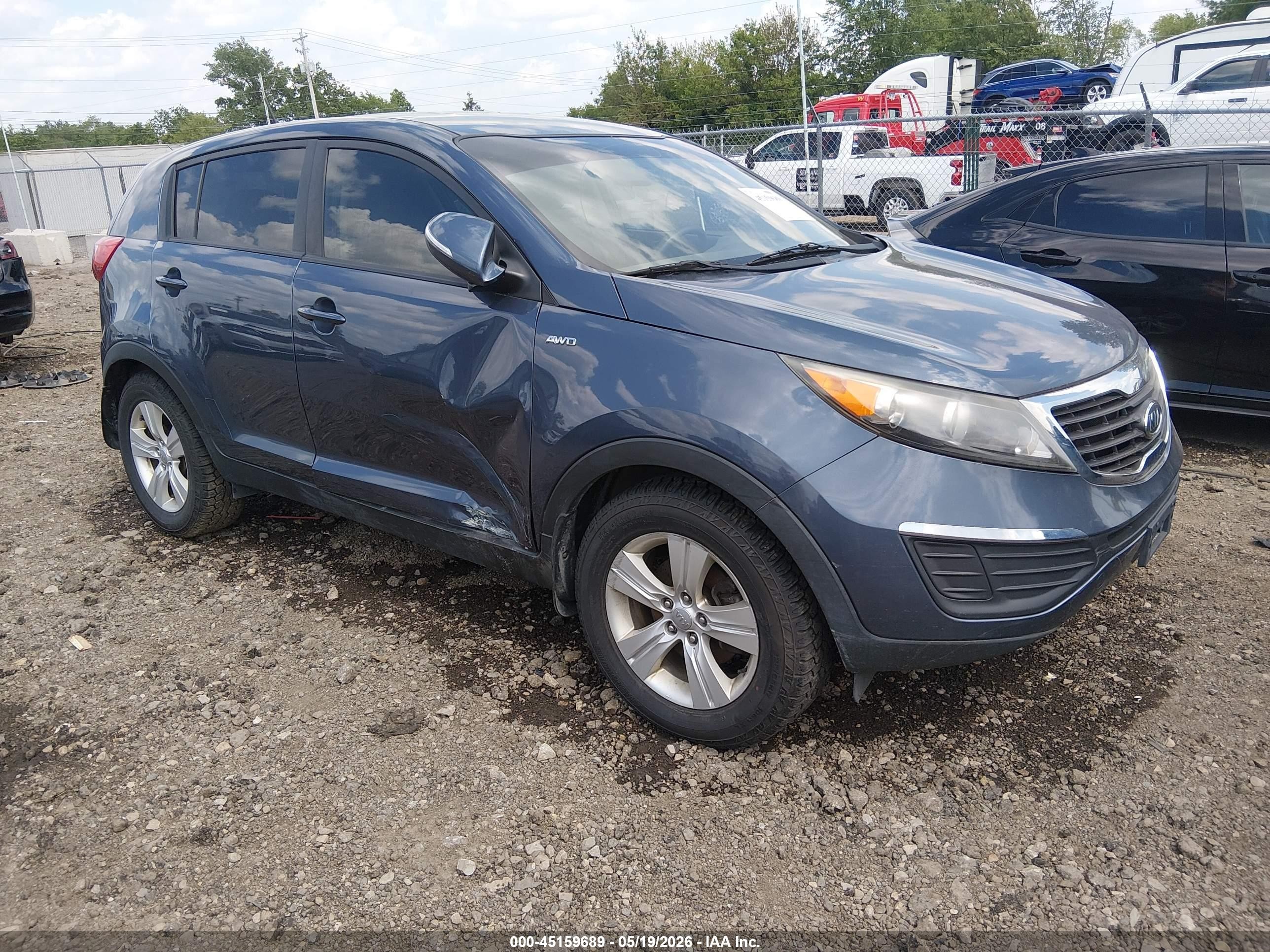 2012 Kia Sportage VIN KNDPBCA23C7310388 IAAI salvage auction — Side, Salvage (West Virginia), sold $1,650 on 2026-07-10 (photo 1)