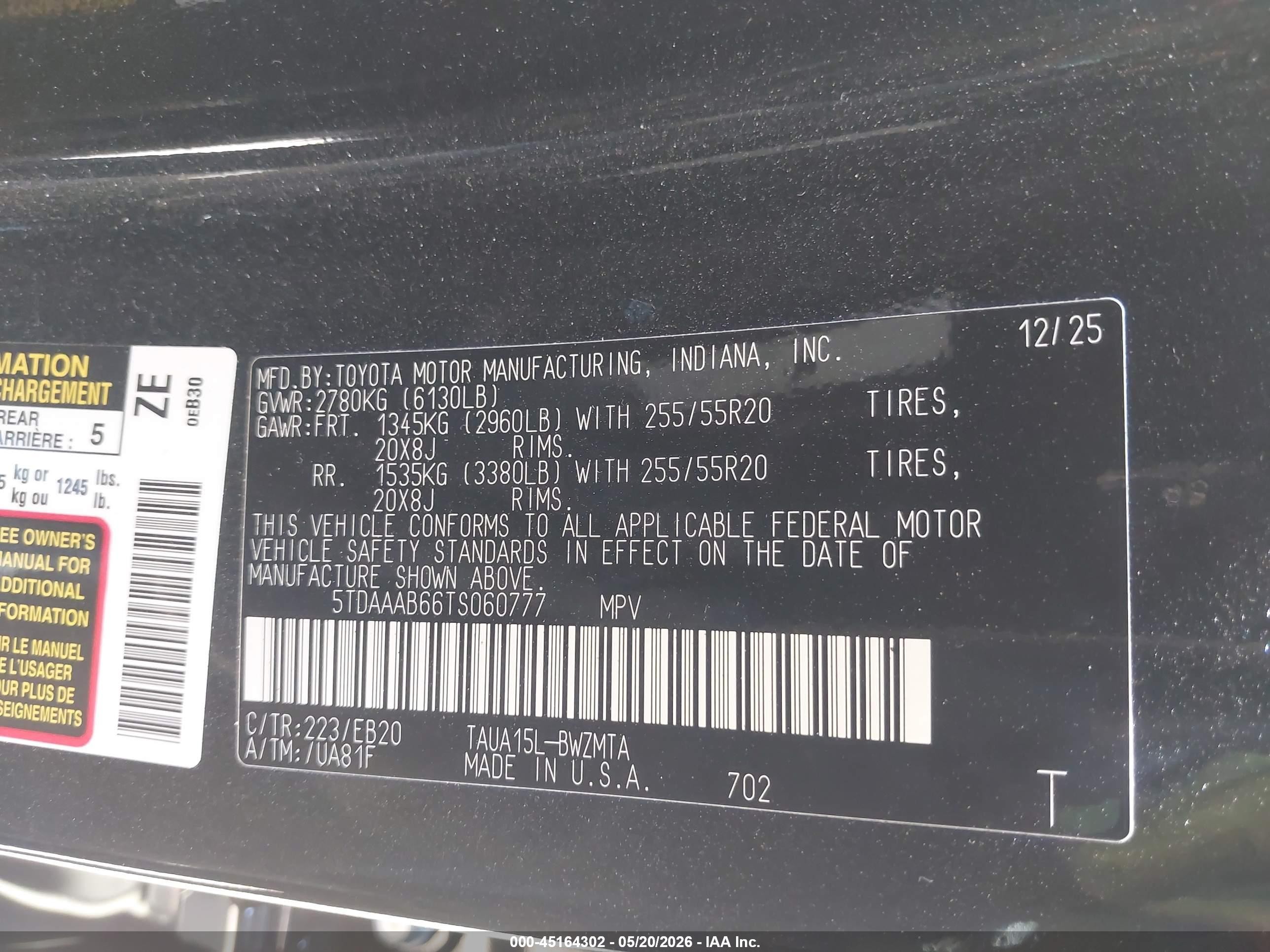 2026 Lexus Tx VIN 5TDAAAB66TS060777 IAAI salvage auction — Side, Salvage (California), sold $27,750 on 2026-08-21 (photo 9)